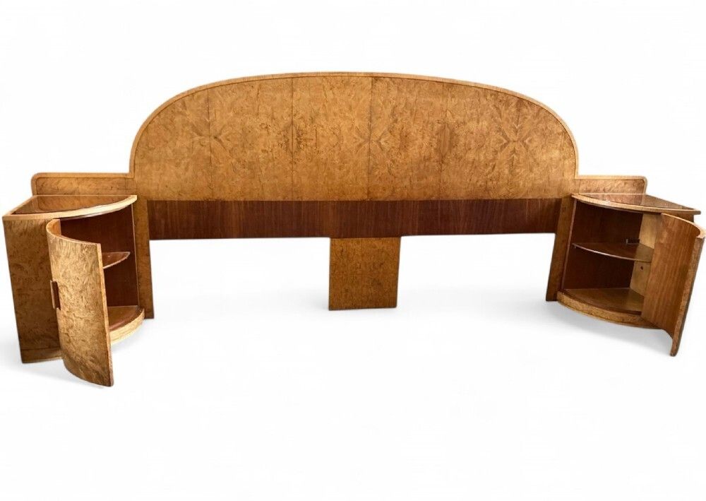 Art Deco Headboard (6ft) And Attached Bedside Cabinets photo furniture