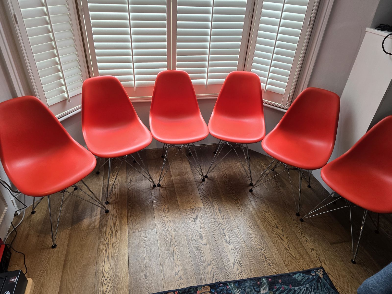 Set Of 6 Vitra Eames Dsr Re Plastic Chair   Poppy Red photo Furniture