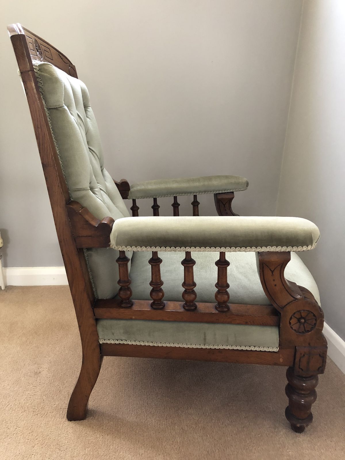19th Century Green Upholstered Occasional Chair photo furniture