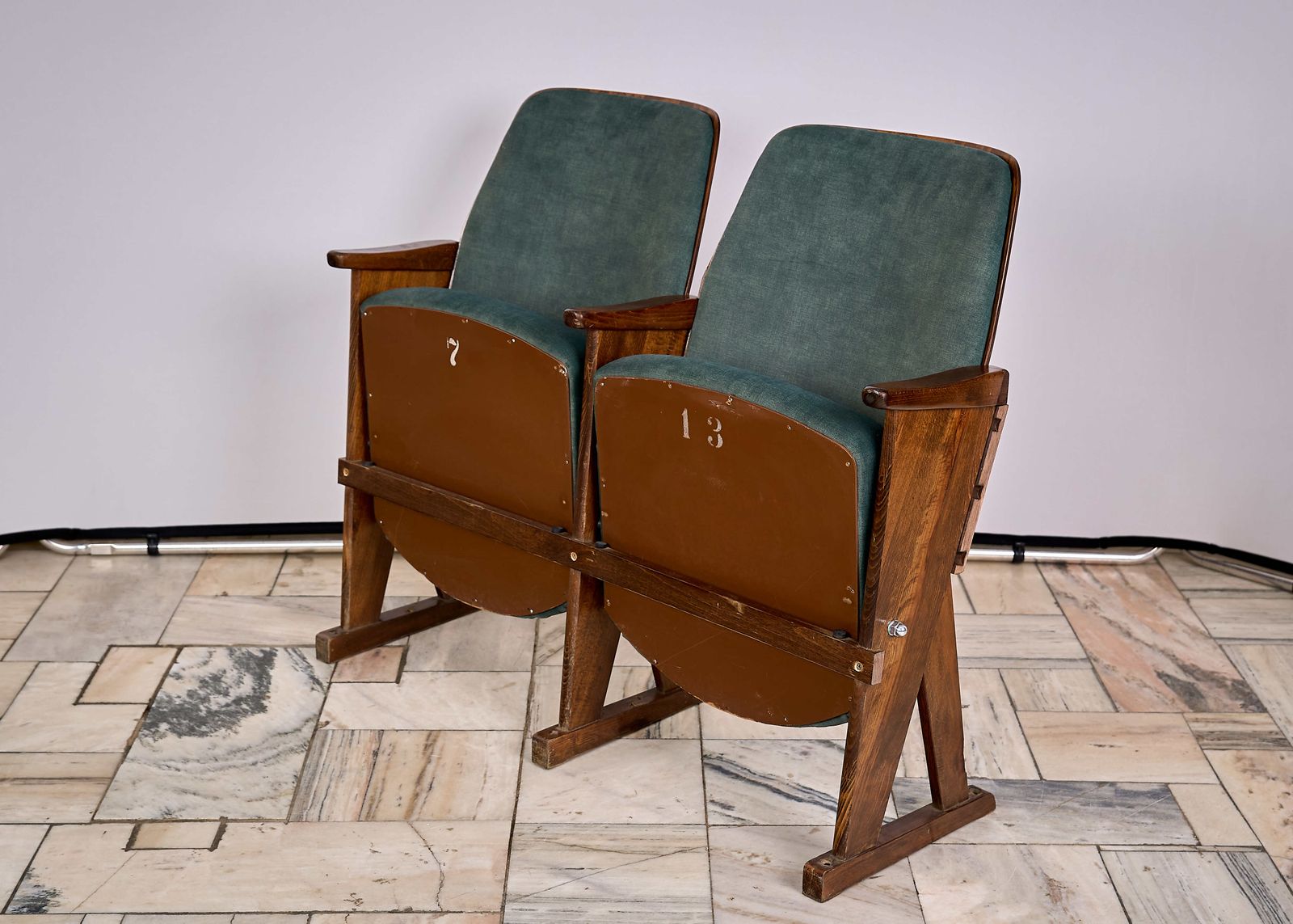 Folding 2 Seater Cinema Armchairs Czechoslovakia 1970s photo buy