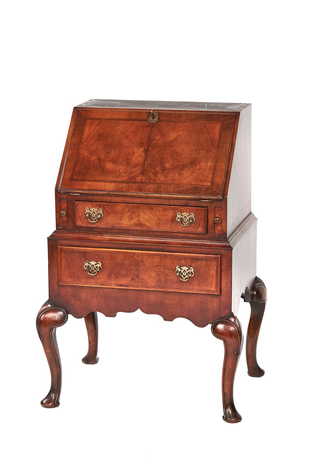 Antique Walnut Queen Anne Revival Bureau Bookcase Circa 1920s photo vintage