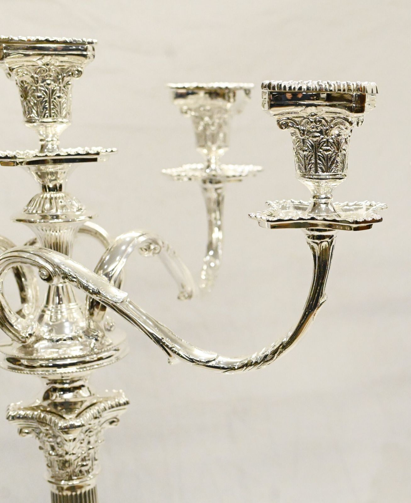 photo for sale Regency Silver Plate Candelabras Doric Column Candles
