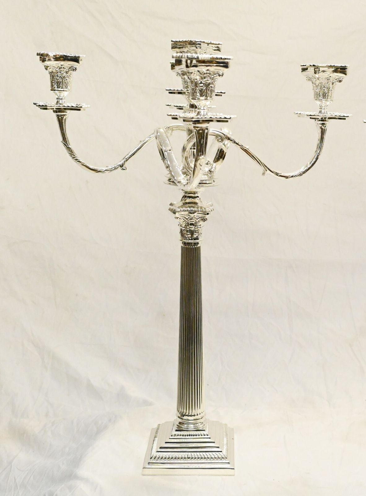 Home Decor Regency Silver Plate Candelabras Doric Column Candles photo