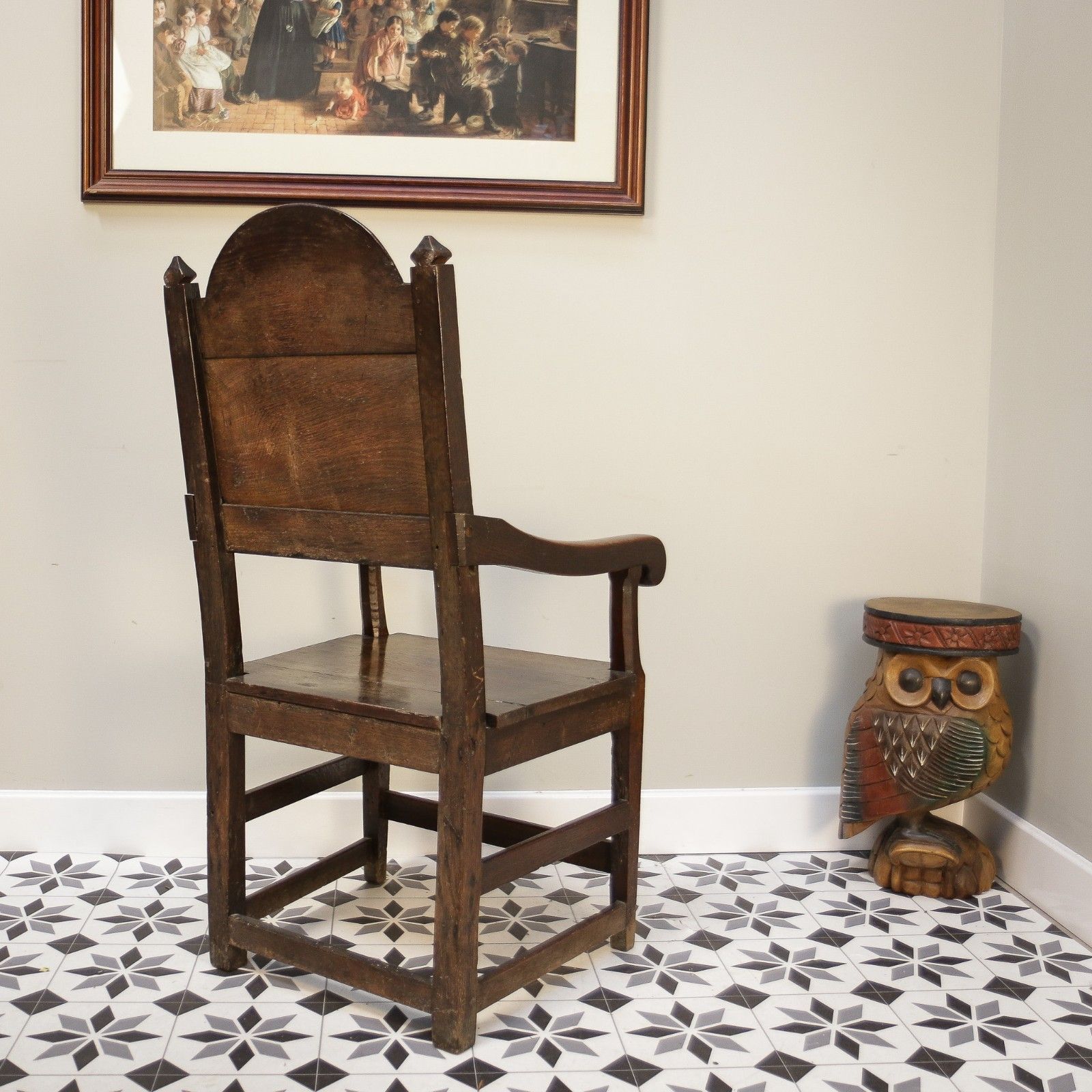 photo buy Wainscot Chair Oak 18th Century Hand Carved Back