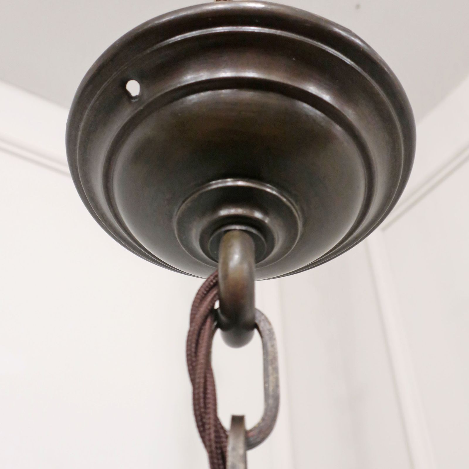 Art Deco Frosted Glass Hexagonal Pendant Light photo vinterior