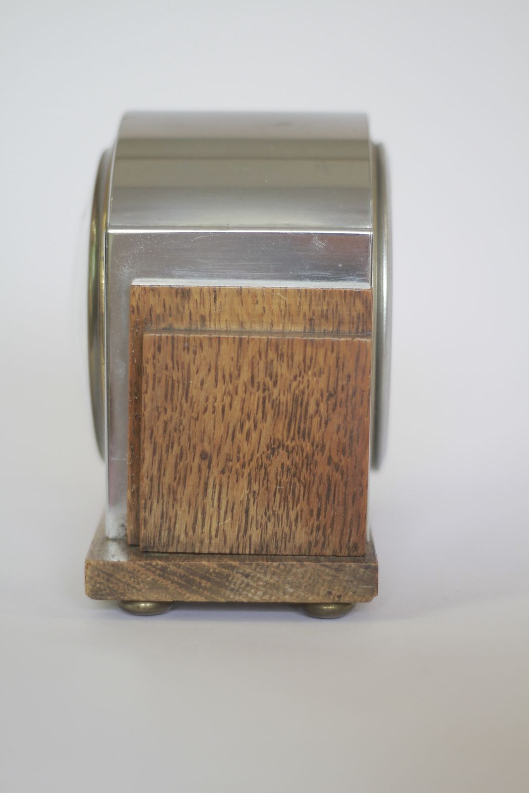 Art Deco Oak & Chrome Mantel Clock photo vinterior