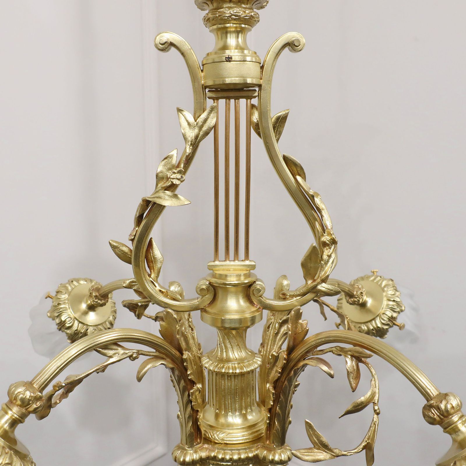 French Neoclassical Style Gilt Bronze Lyre Chandelier photo 3400.0