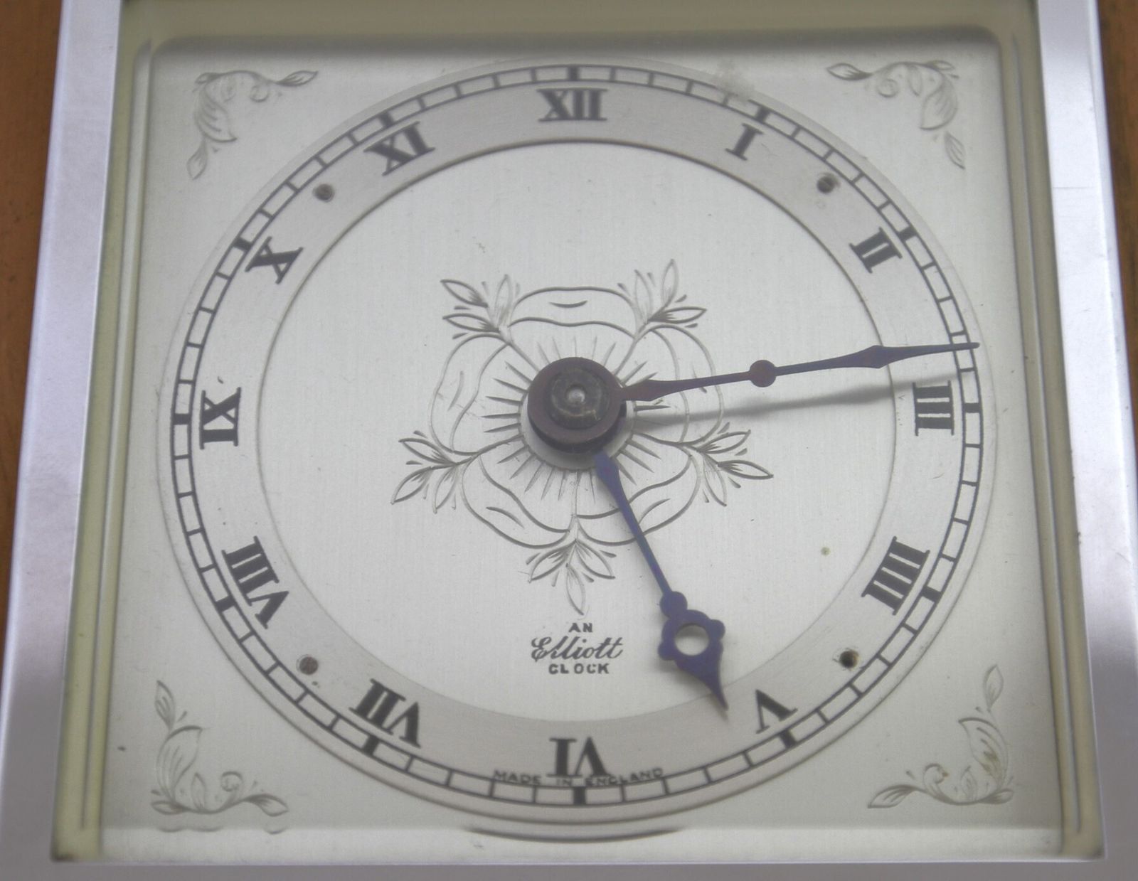 Art Deco Walnut & Chrome Elliott Mantel Clock 1930s photo 395.0