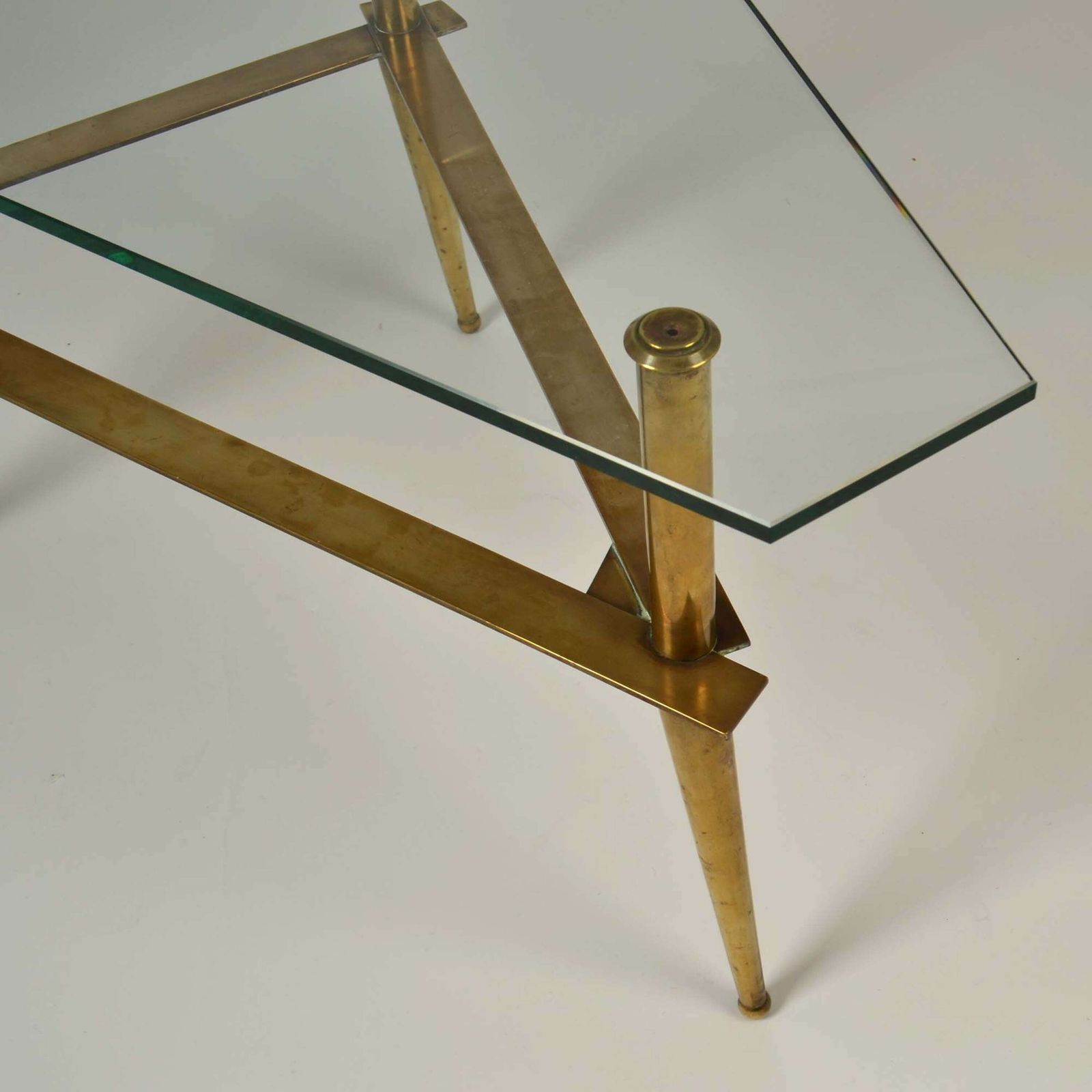 Tripod Italian Brass And Glass 1950s Coffee Table photo for sale