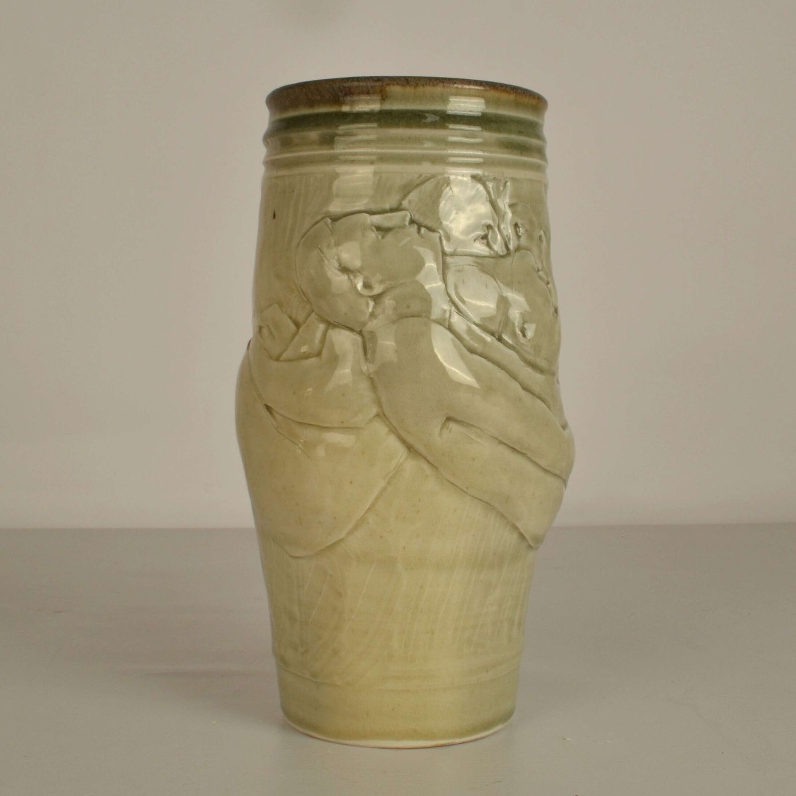 Figurative Ceramic Vase By Arnaud Lang With Bas Relief Of Men photo vinterior