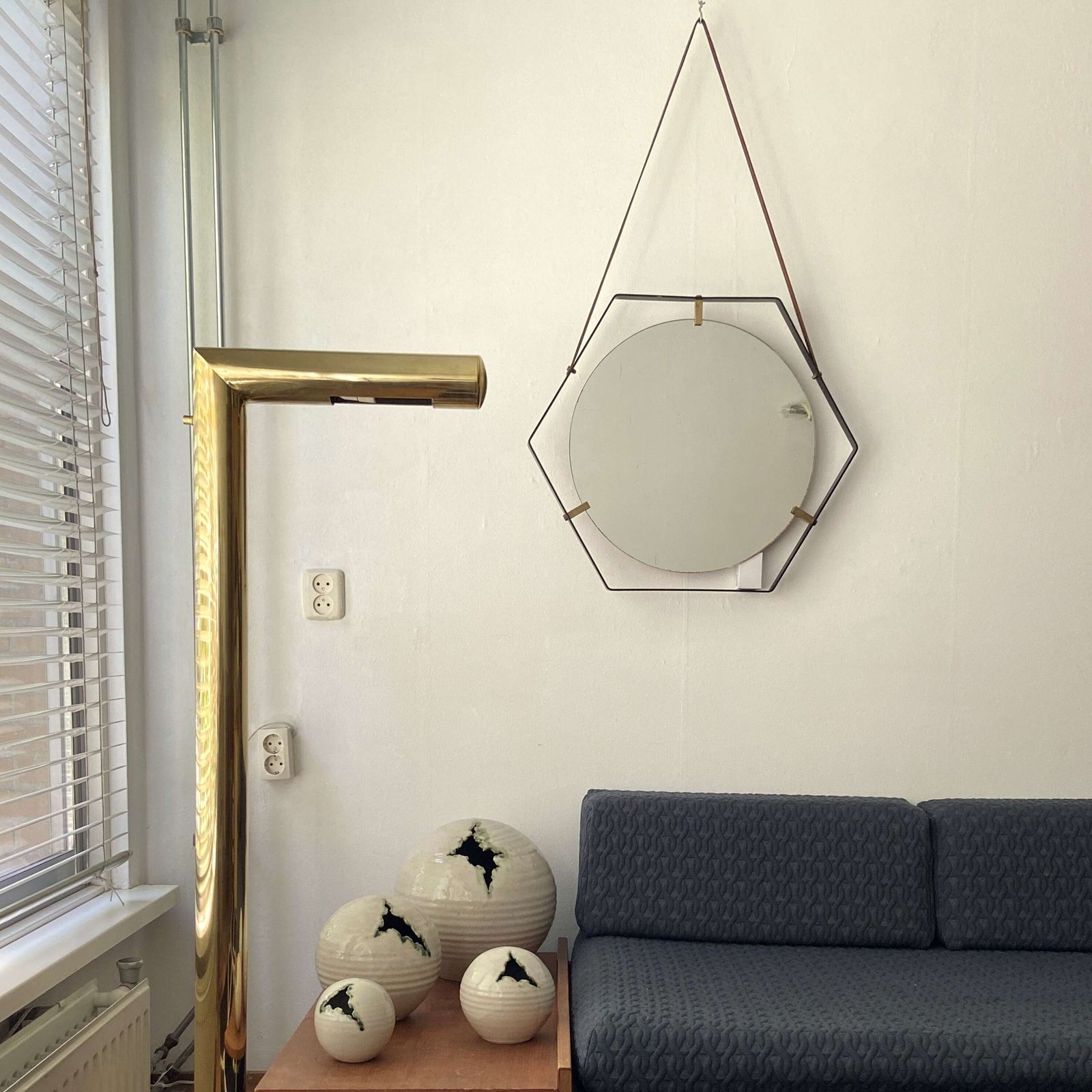 Hexagonal Mirror Santambrogio & De Berti 1960s Italy photo for sale