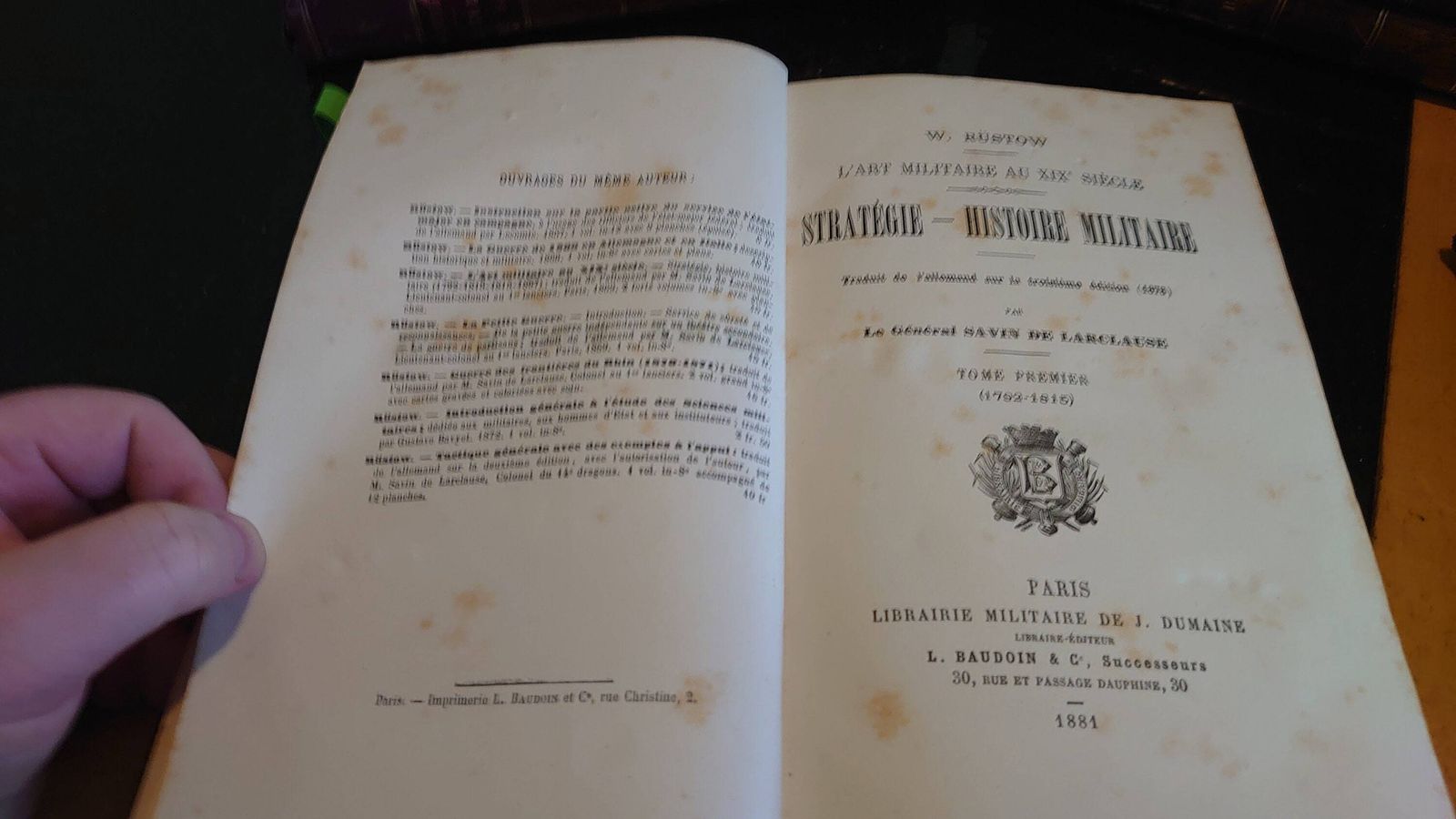 Strategie Histoire Militaire   Tomes I & II   Rustow ~ L'art Militaire Au Xixe Siecle   Good Condition   1881   In French photo for sale