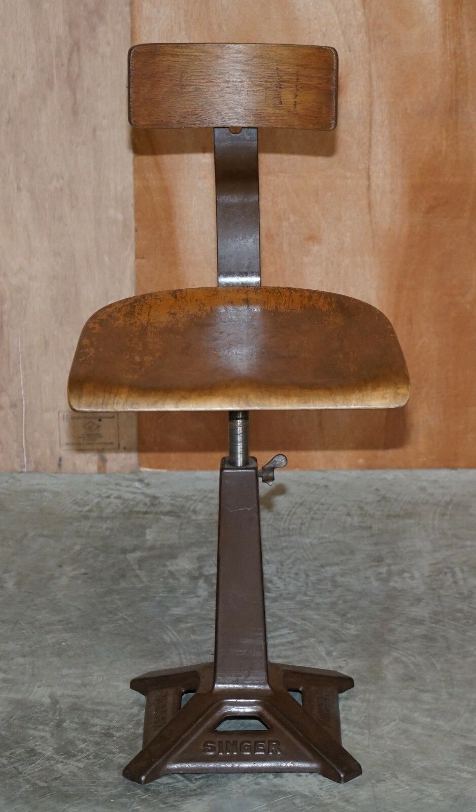 Pair Of Antique Singer Sewing Machine Work Chairs Height Adjustable Bar Stools photo for sale
