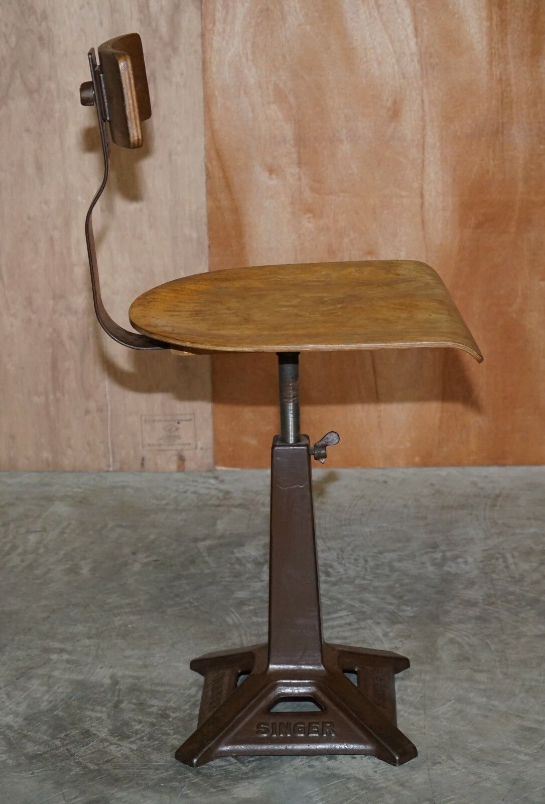 Pair Of Antique Singer Sewing Machine Work Chairs Height Adjustable Bar Stools photo vinterior