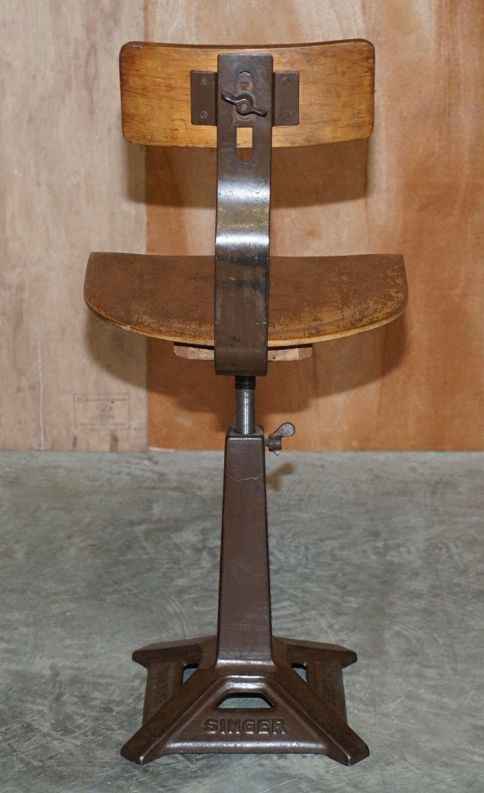 Pair Of Antique Singer Sewing Machine Work Chairs Height Adjustable Bar Stools photo buy