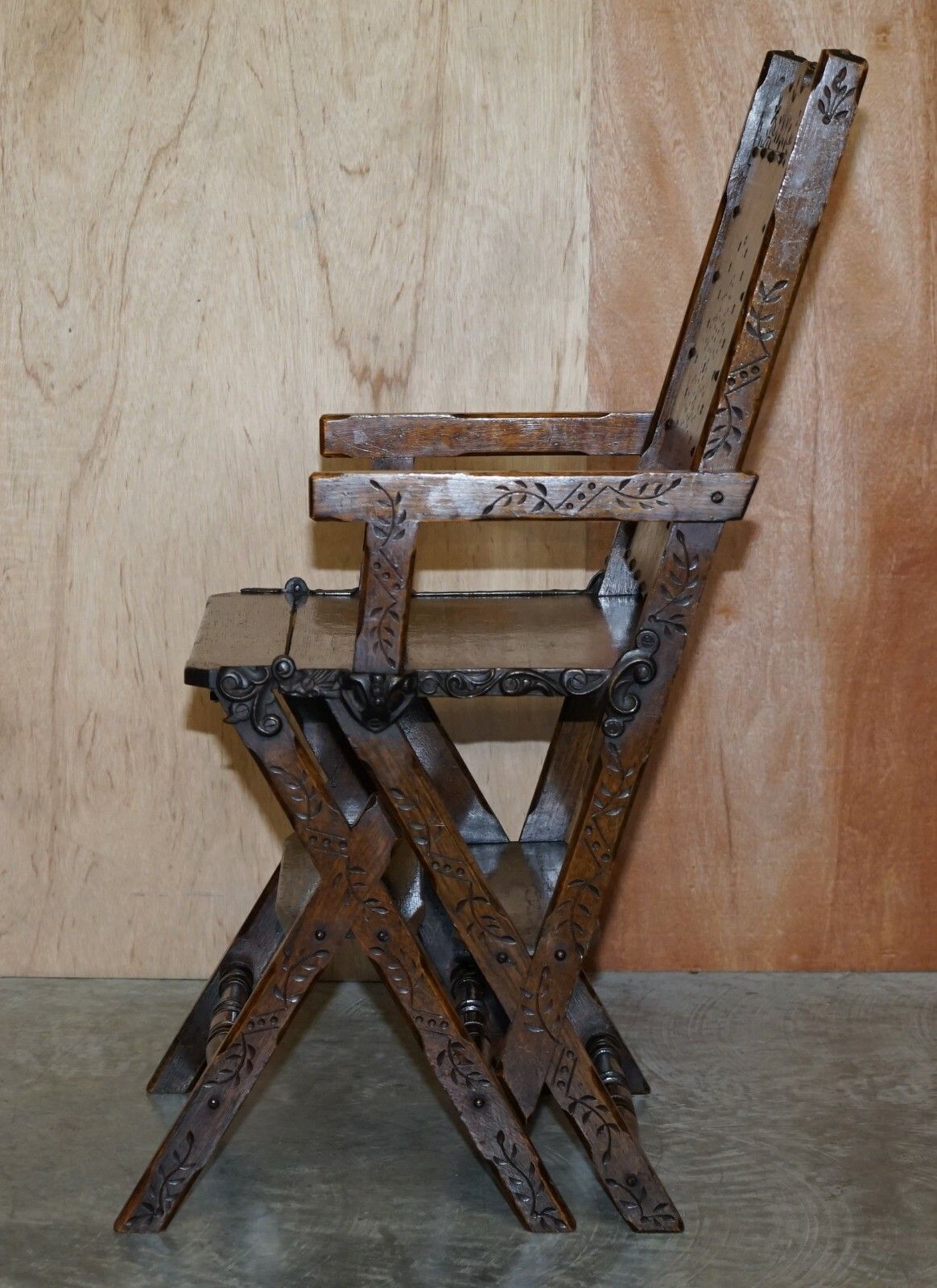 photo furniture Ornately Carved Victorian 1880 English Oak Library Steps Metamorphic Chair