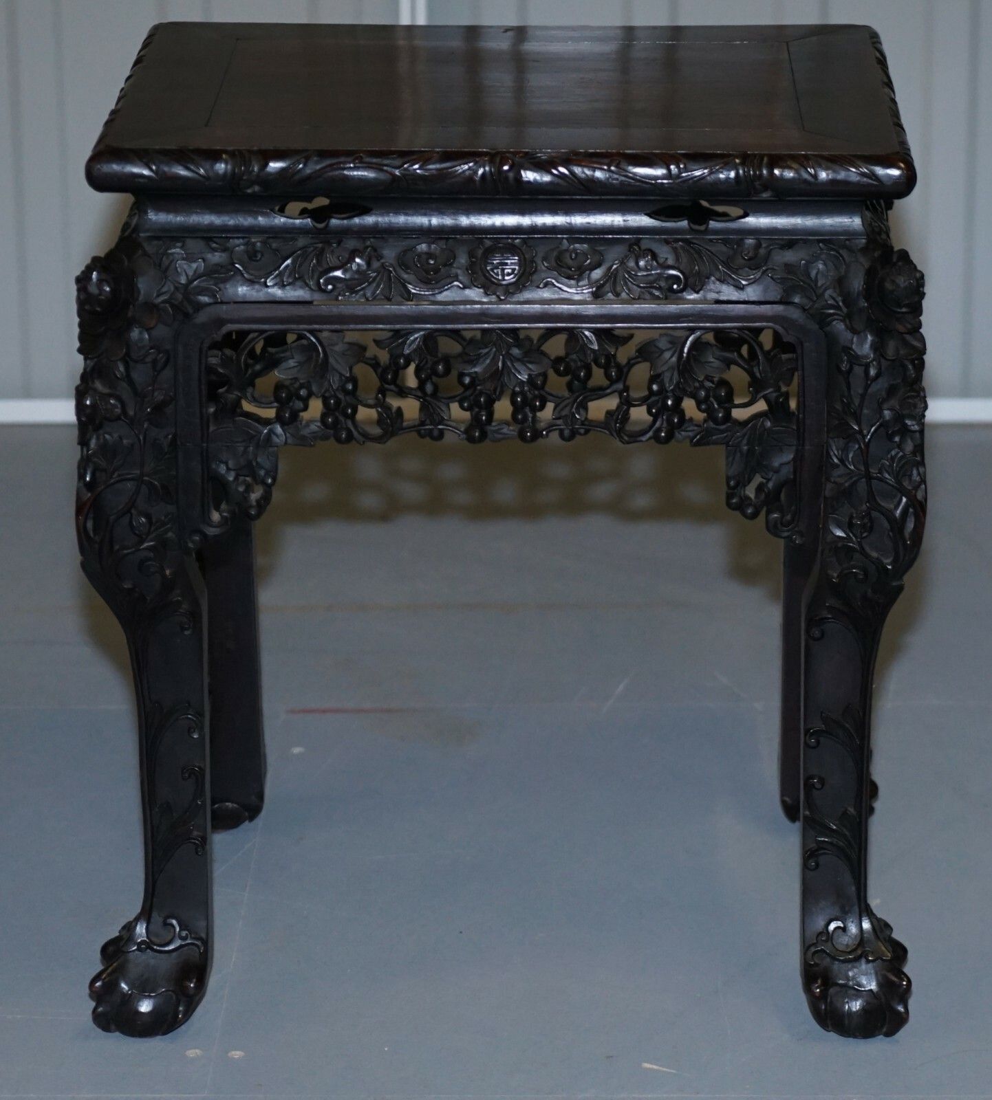 photo for sale Very Rare 19th Century Hand Carved Qing Dynasty Chinese Hongmu Jardiniere Stand