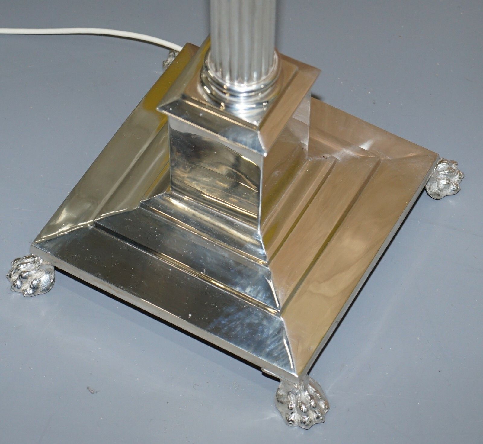 Vintage Silver Plated Corinthian Pillared Floor Standing Lamp Hairy Paw Feet photo 1500.0