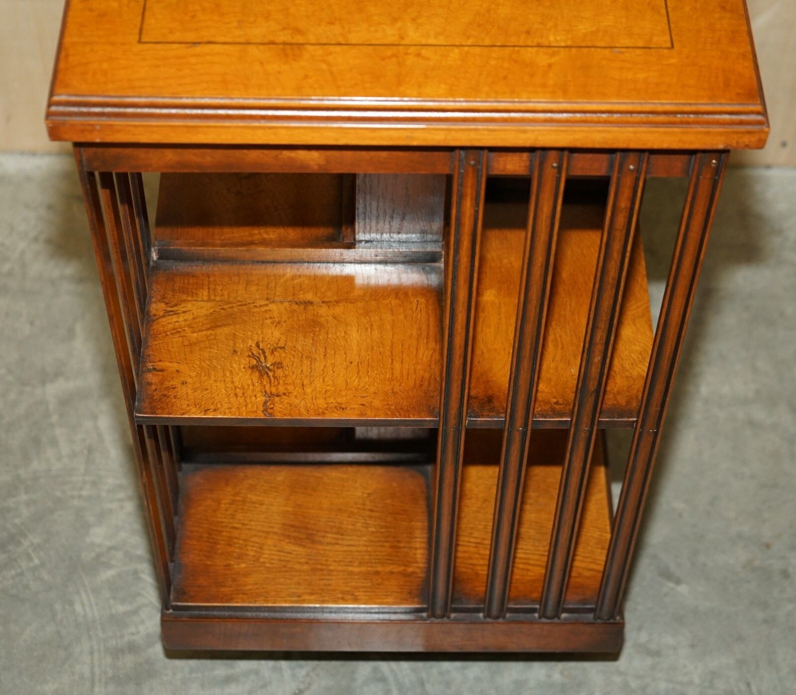 Fine Antique Sheraton Revival Burr Satinwood Revolving Bookcase Side End Table photo Furniture
