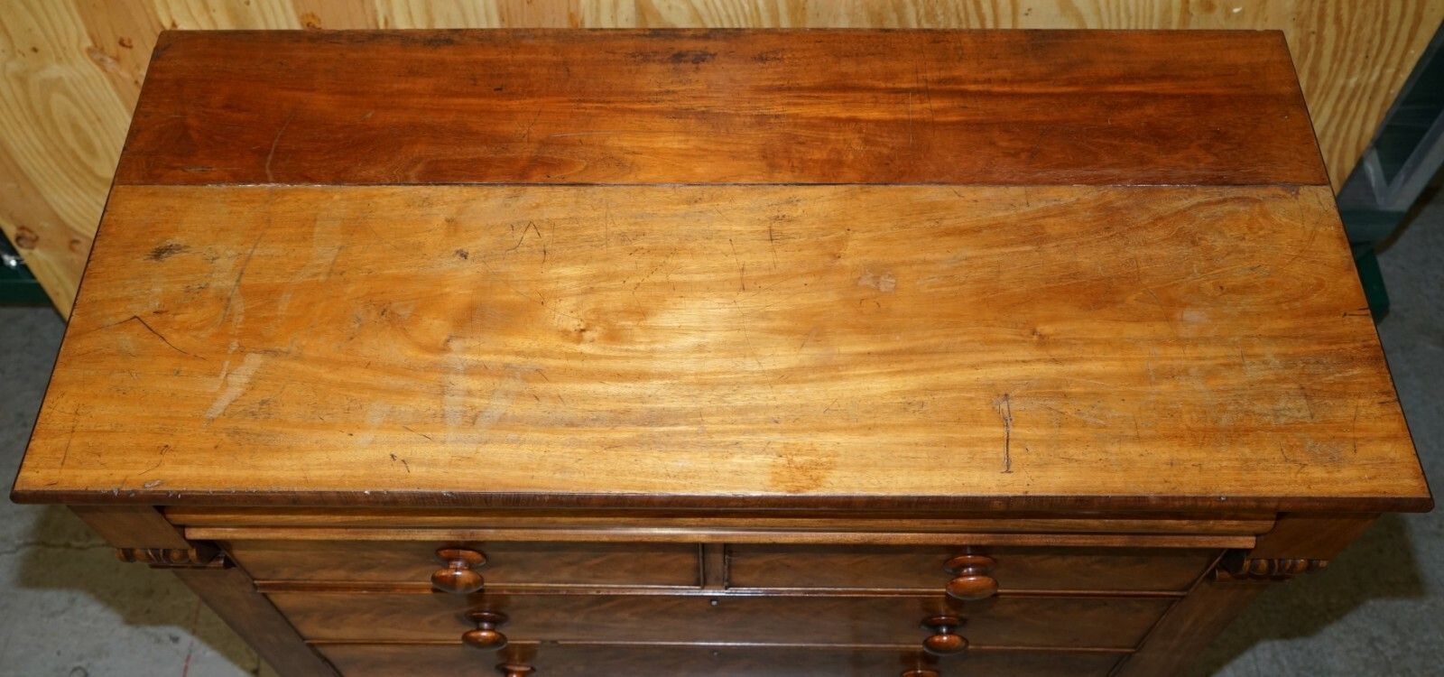 Huge 19th Century Victorian Light Flamed Mahogany Chest Of Drawers Hidden Drawer photo Furniture