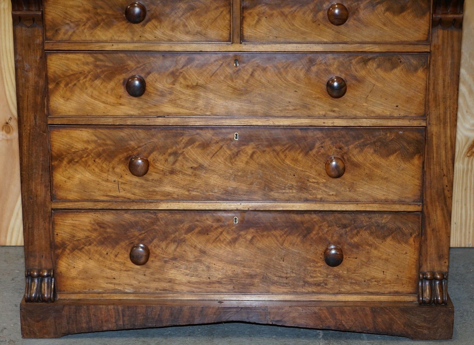 Huge 19th Century Victorian Light Flamed Mahogany Chest Of Drawers Hidden Drawer photo vinterior