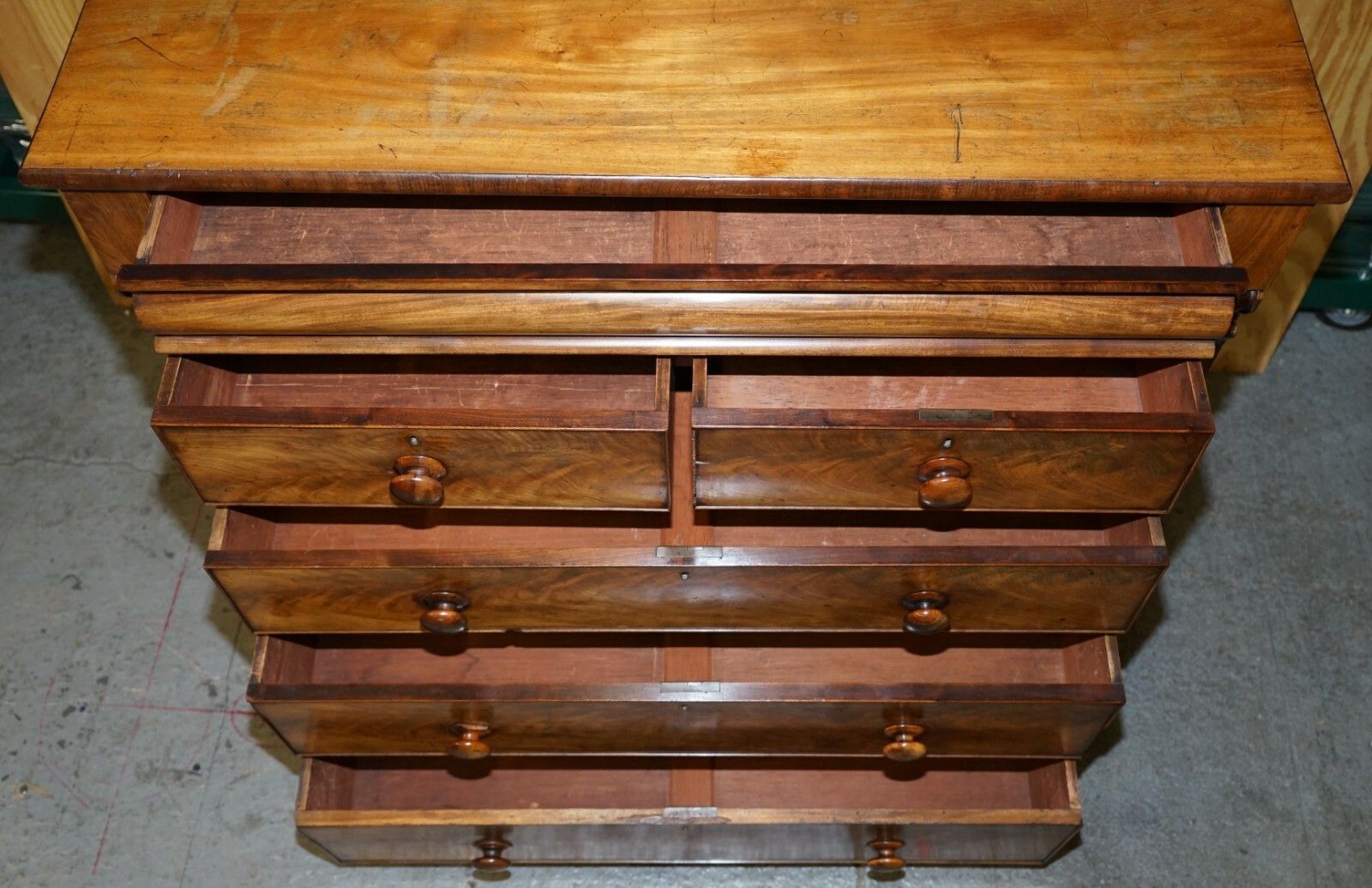 1500.0 Huge 19th Century Victorian Light Flamed Mahogany Chest Of Drawers Hidden Drawer photo