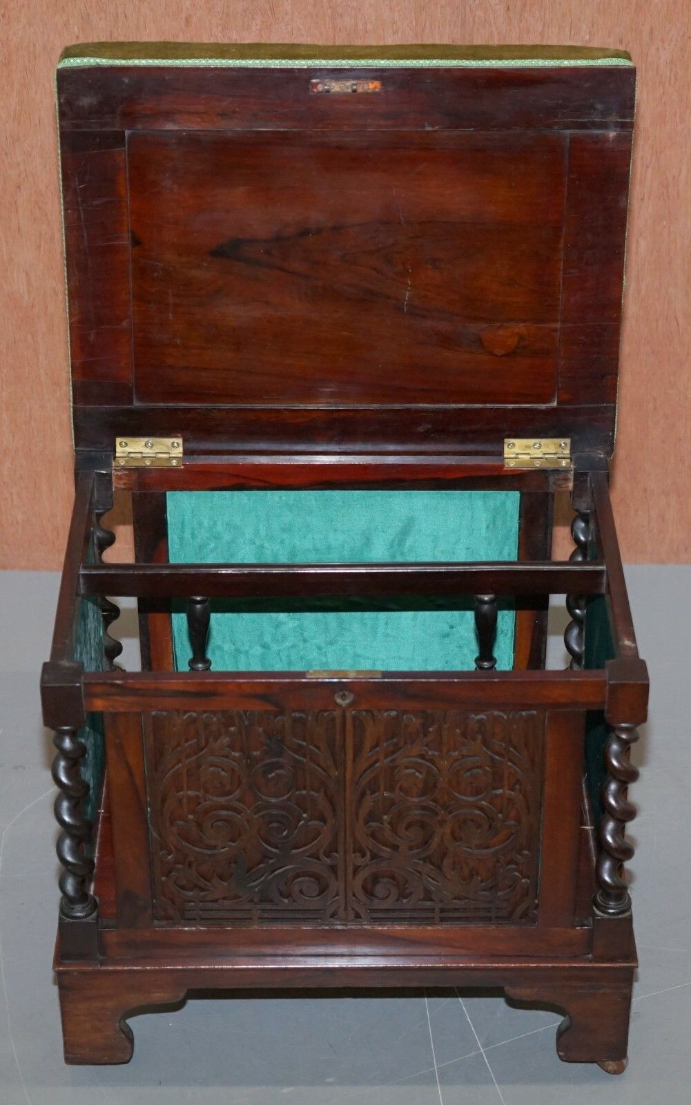 photo for sale Sublime Antique Victorian Rosewood Heavily Carved Piano Stool Porcelain Castors