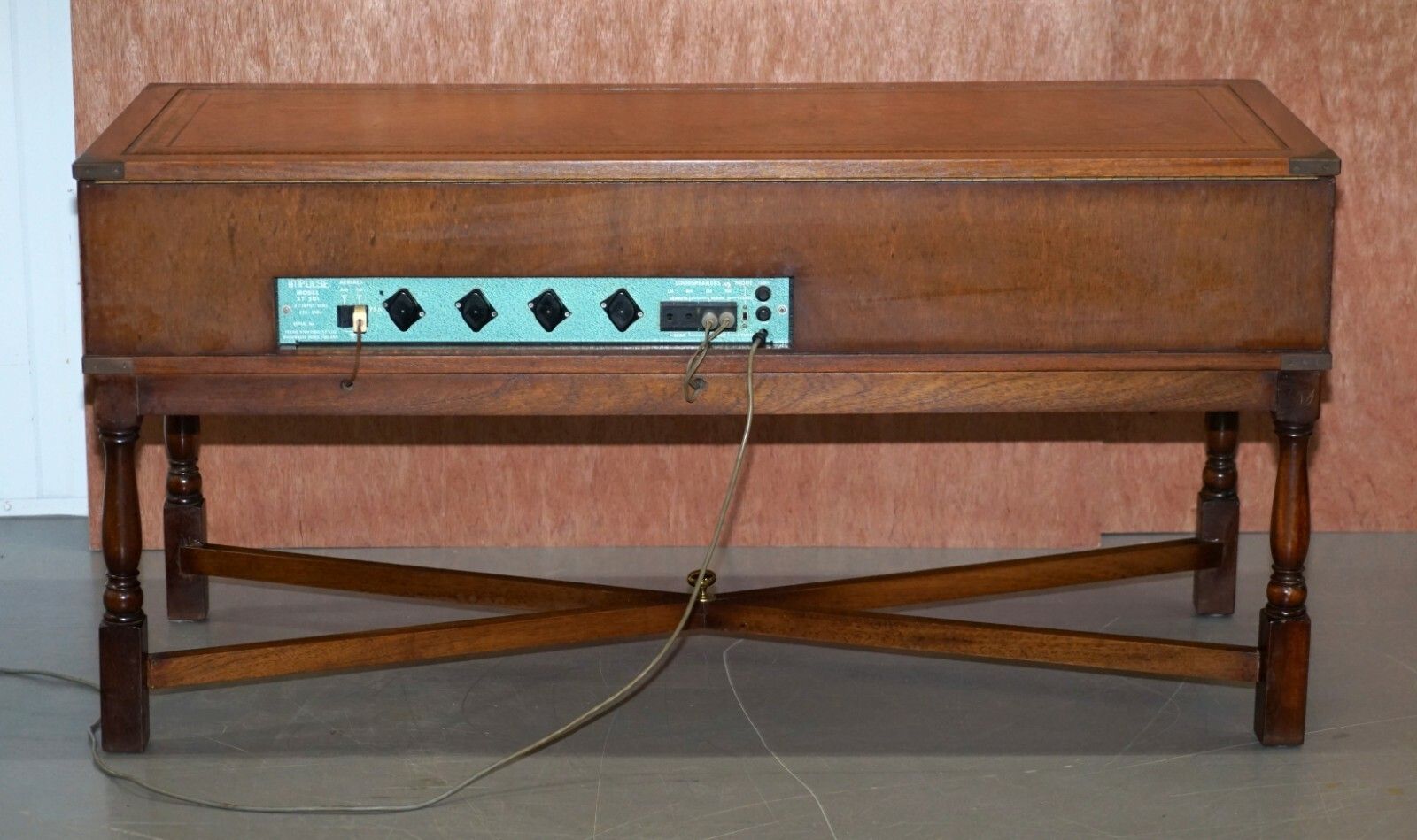 Military Campaign Style Console Coffee Table Hidden Radio Tape Record Player photo buy