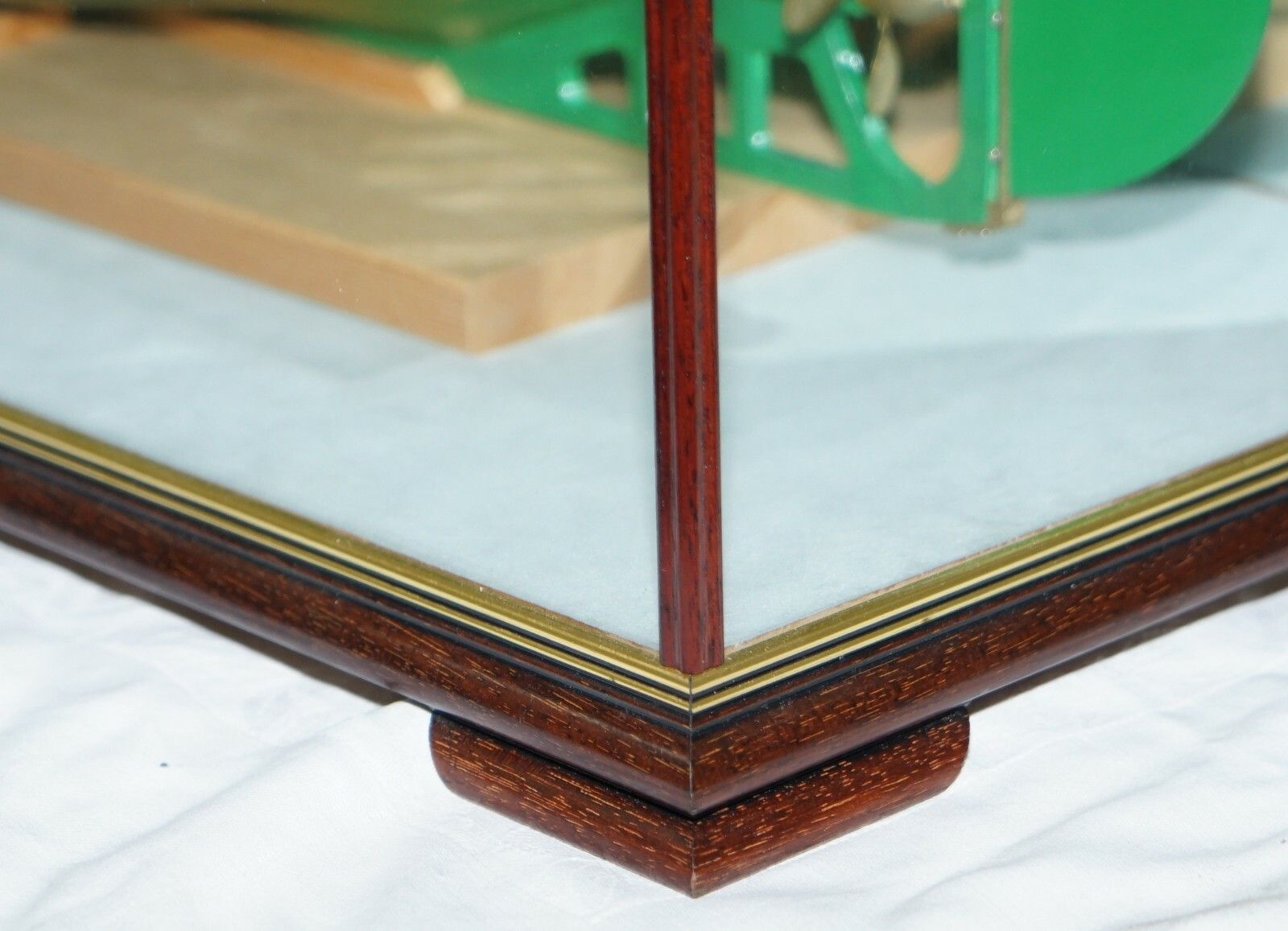 Large Model Ship Of The Anteo Tugboat In Mahogany Frame Glass Exhibition Case photo for sale