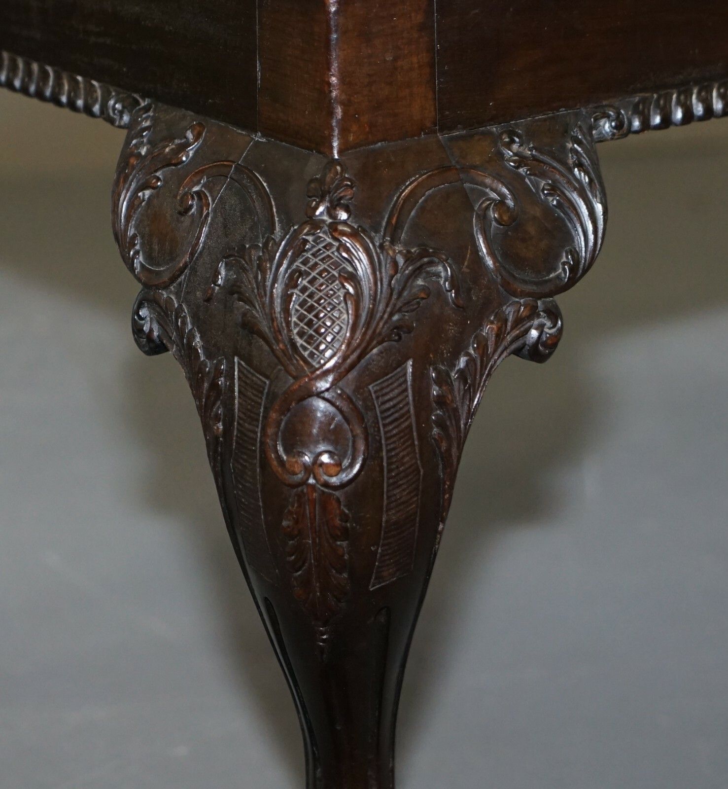 Antique Hand Carved English Georgian Claw & Ball Feet Footstool Brown Leather photo vinterior