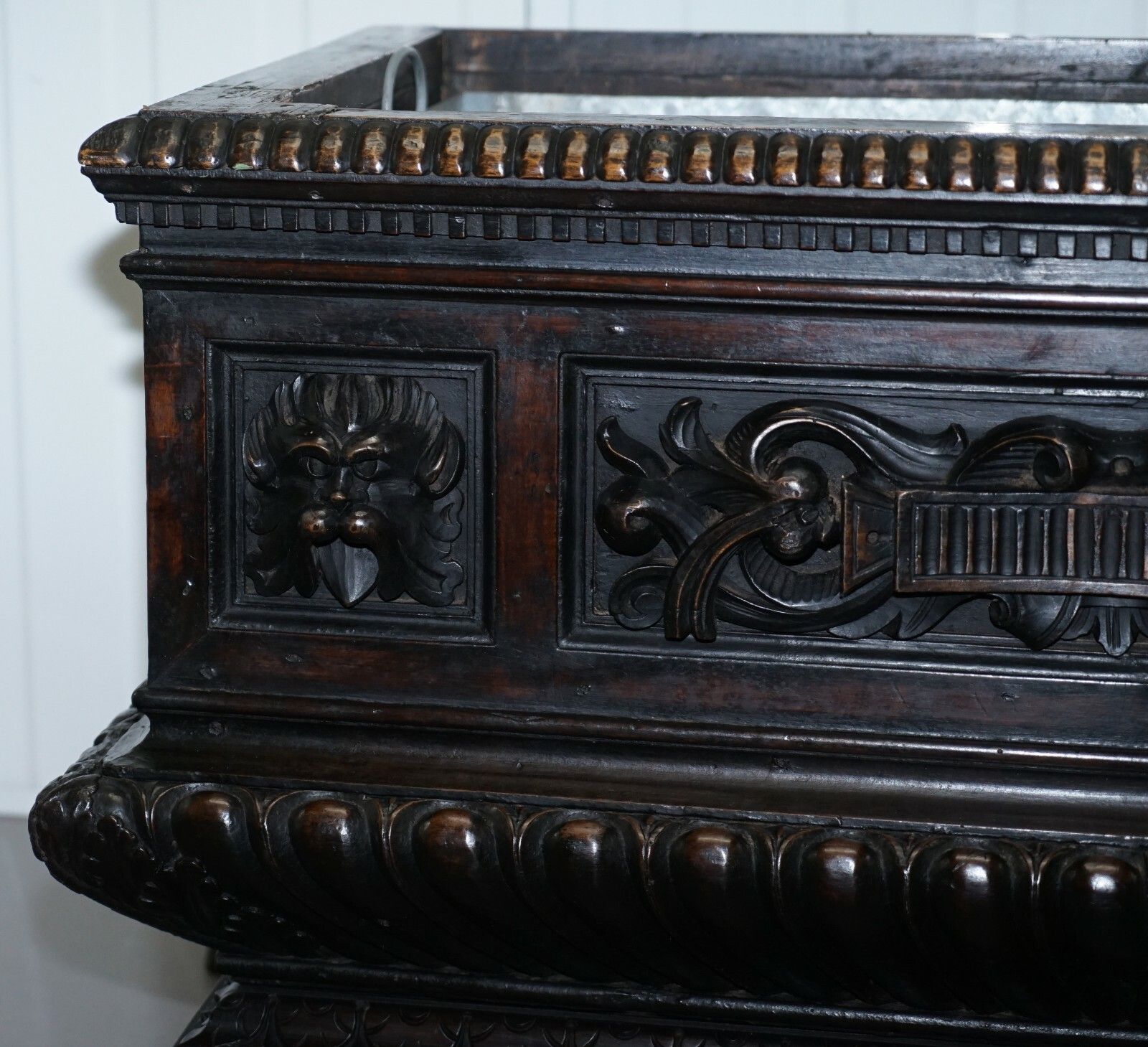 Gothic Revival 1840 Carved Wood Huge Wine Cooler Planter Lion Hairy Paw Feet photo 1500.0