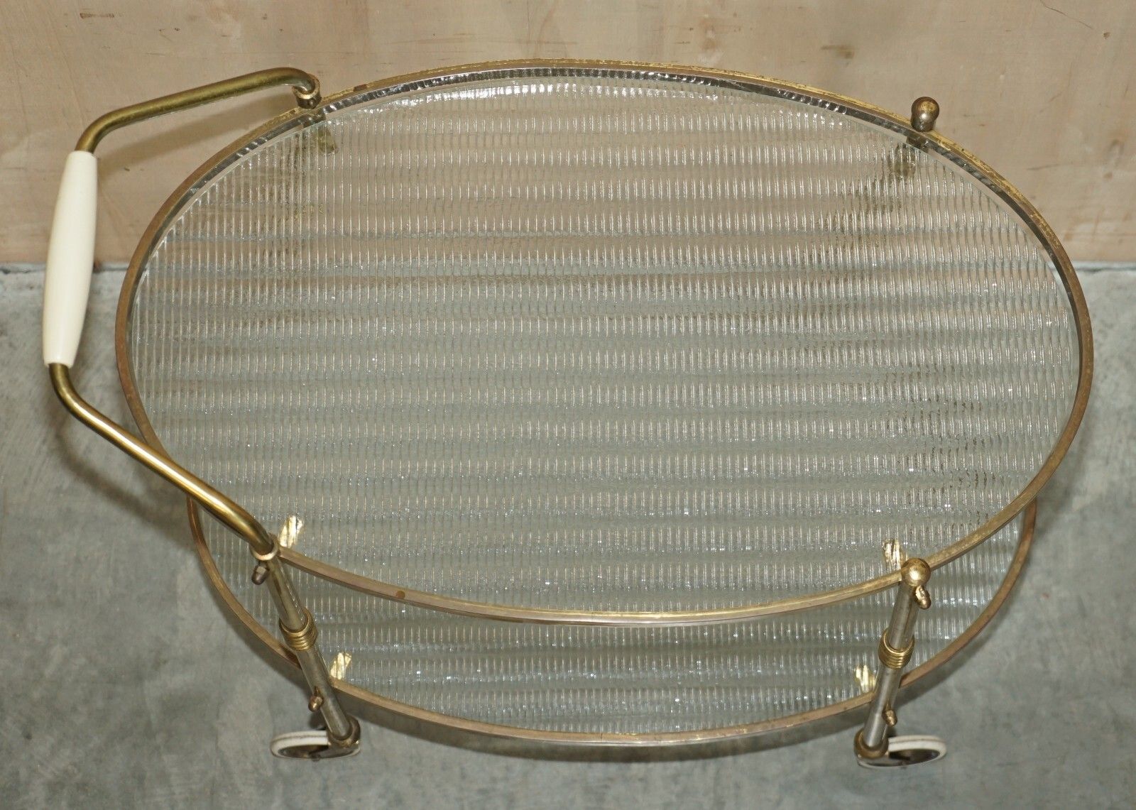 photo furniture Antique Art Deco Circa 1920 Frosted Glass & Polished Brass Circa Drinks Trolley
