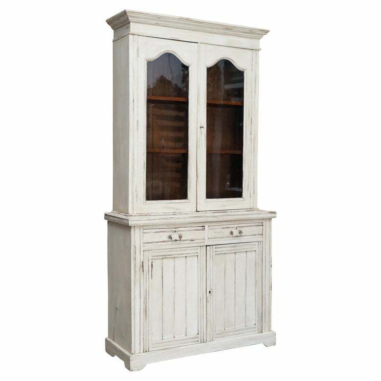 Lovely Antique Victorian Mahogany Hand Painted Cupboard Or Library Bookcase
