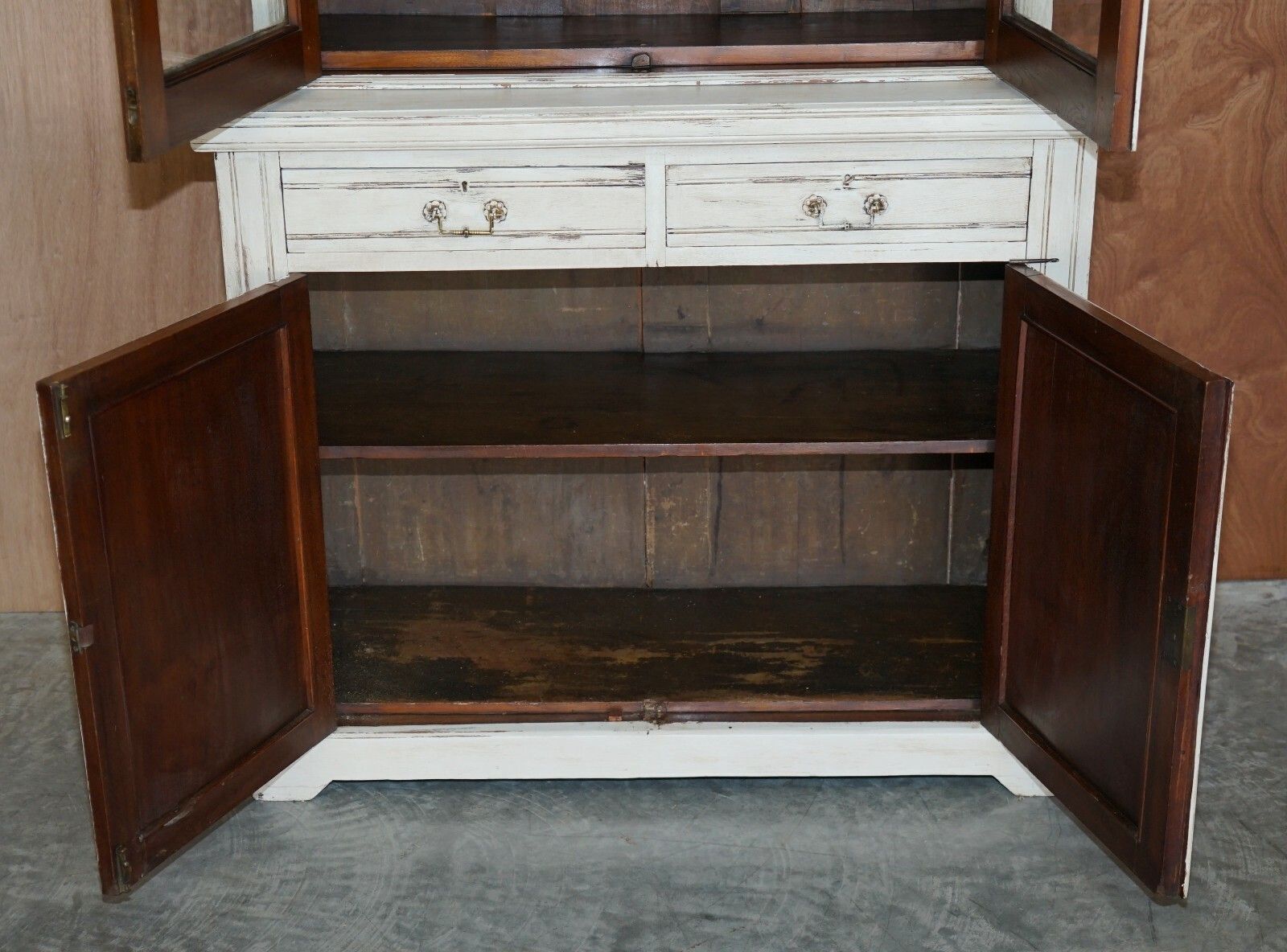 Lovely Antique Victorian Mahogany Hand Painted Cupboard Or Library Bookcase photo vinterior