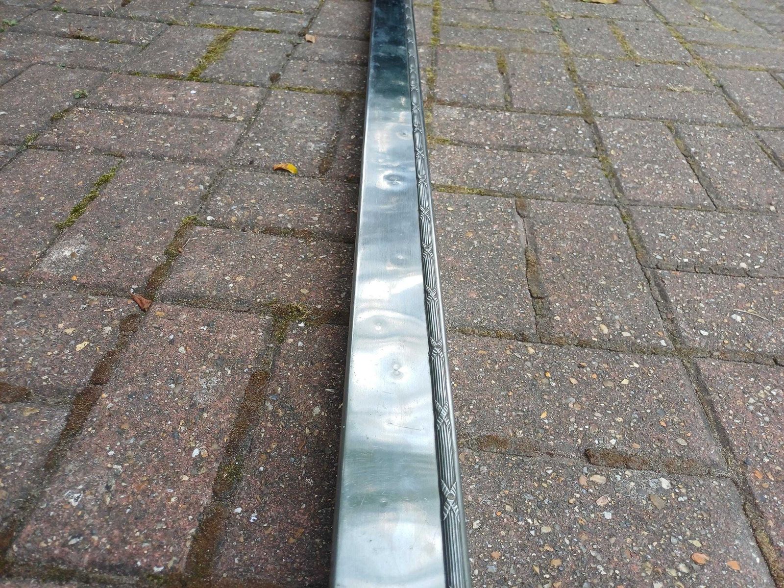Large Vintage Polished Chrome Art Deco Fireplace Fender With Etched Detailing Traditional Hearth Guard Fire Surround photo buy