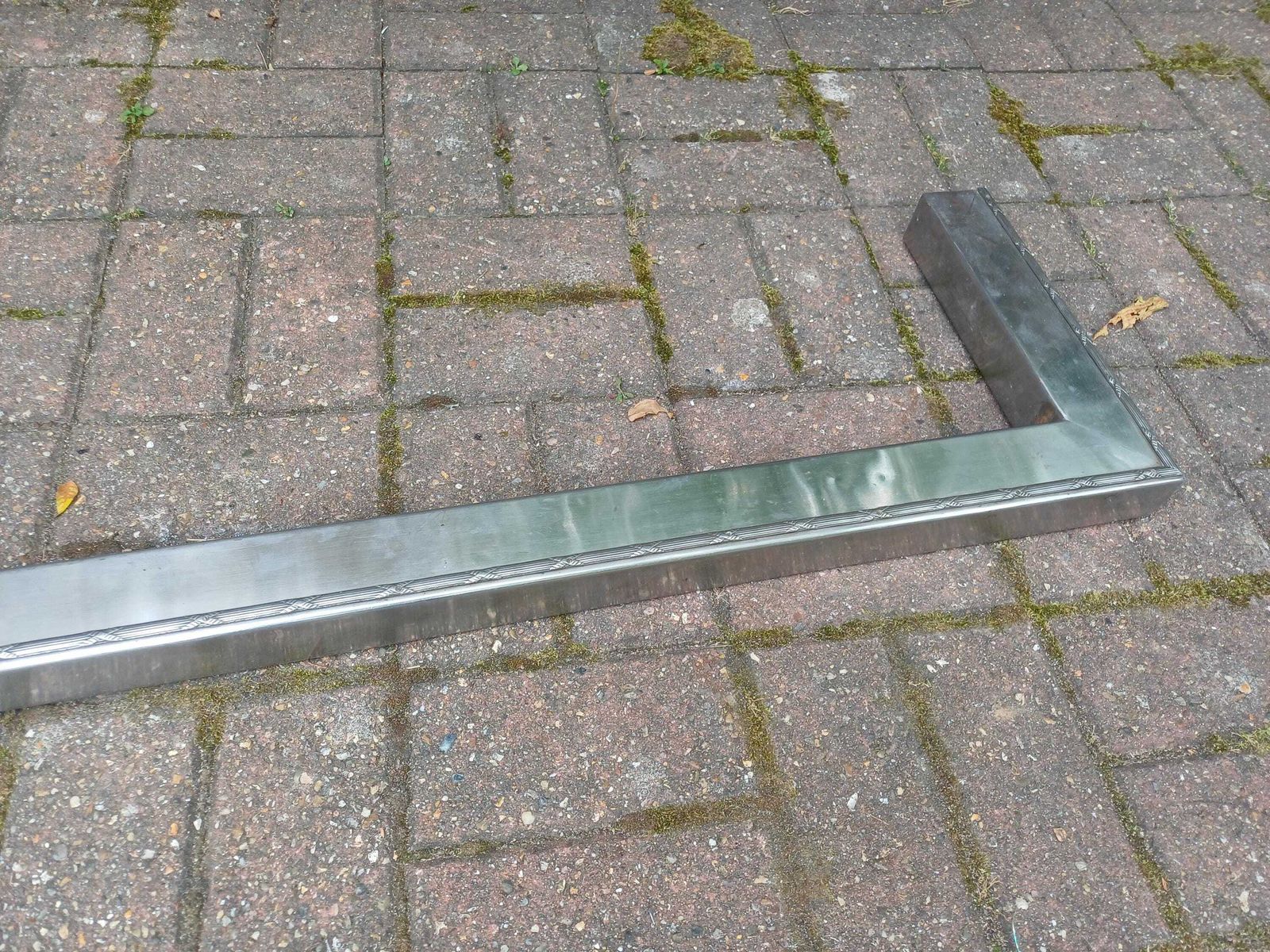 photo for sale Large Vintage Polished Chrome Art Deco Fireplace Fender With Etched Detailing Traditional Hearth Guard Fire Surround
