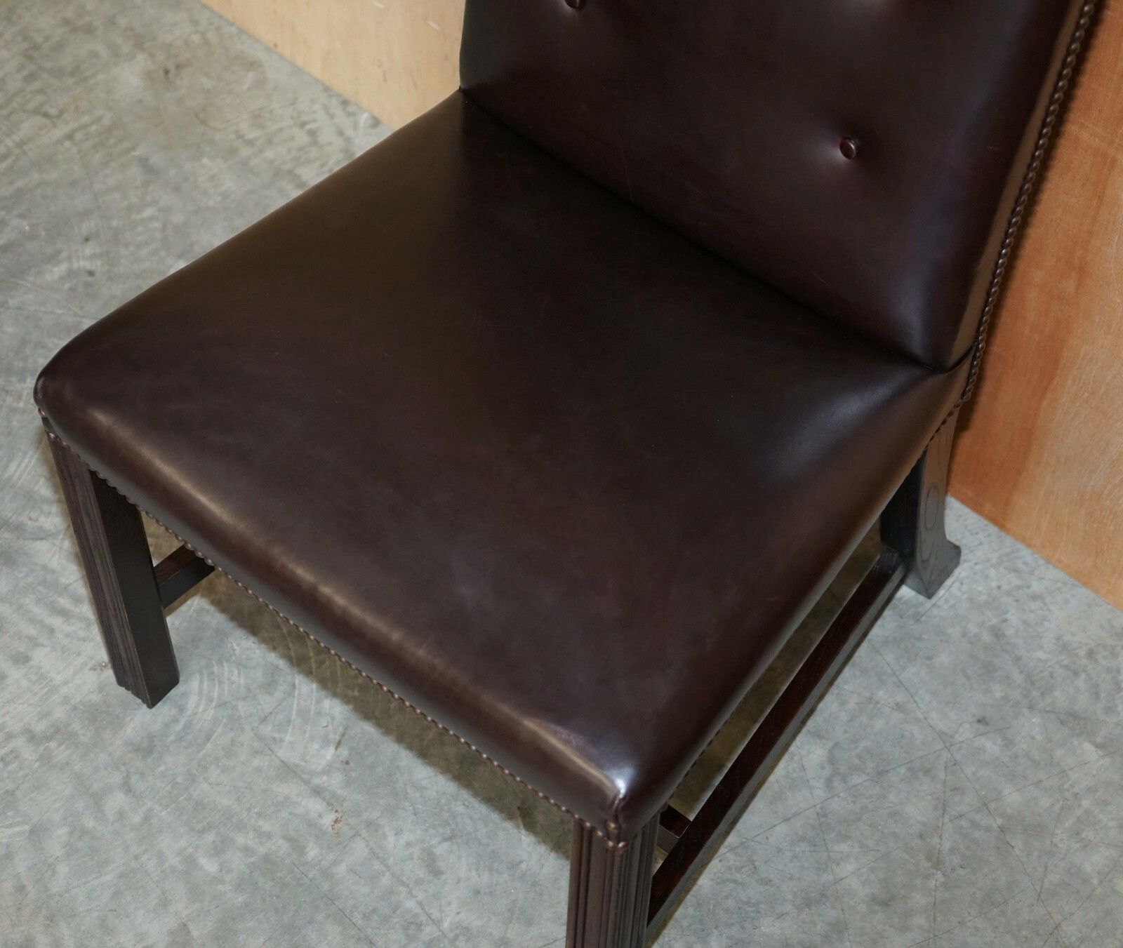 Rrp £4,170 George Smith Buttoned Side Occasional Office Desk Chair Brown Leather photo vinterior