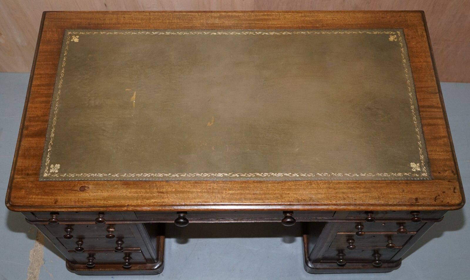 Vr Stamped Victoria Regina Mahogany Twin Pedestal Partner Desk Victorian 1860 photo Furniture