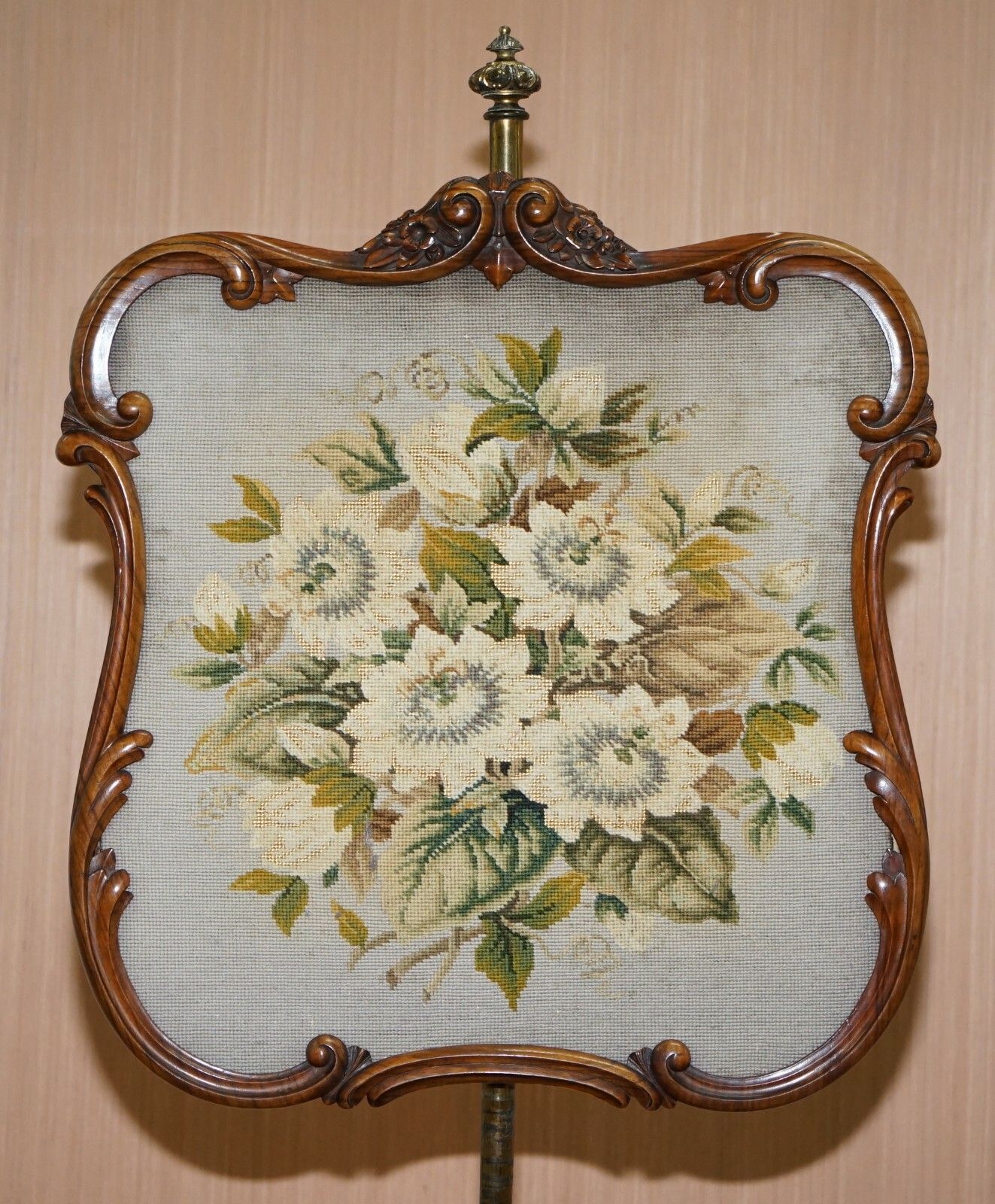 Circa 1850 Stamped Gillows Of Lancaster Walnut Height Adjustable Pole Screen photo vintage