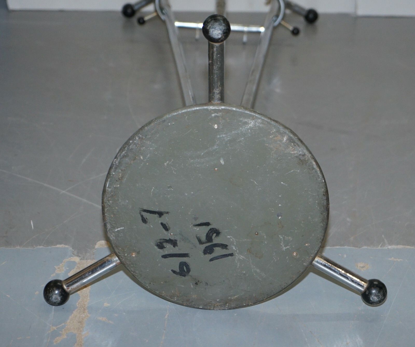 1500.0 Original Military Steel Industrial 1930's Atomic Coat Rack Hat Stand Art Deco photo