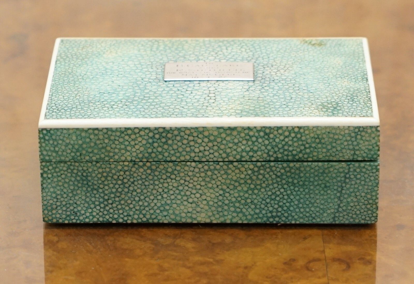 1927 Shargreen Cigarette Box Given To Jockey Bernard Brownie Carslake Shark Skin photo for sale