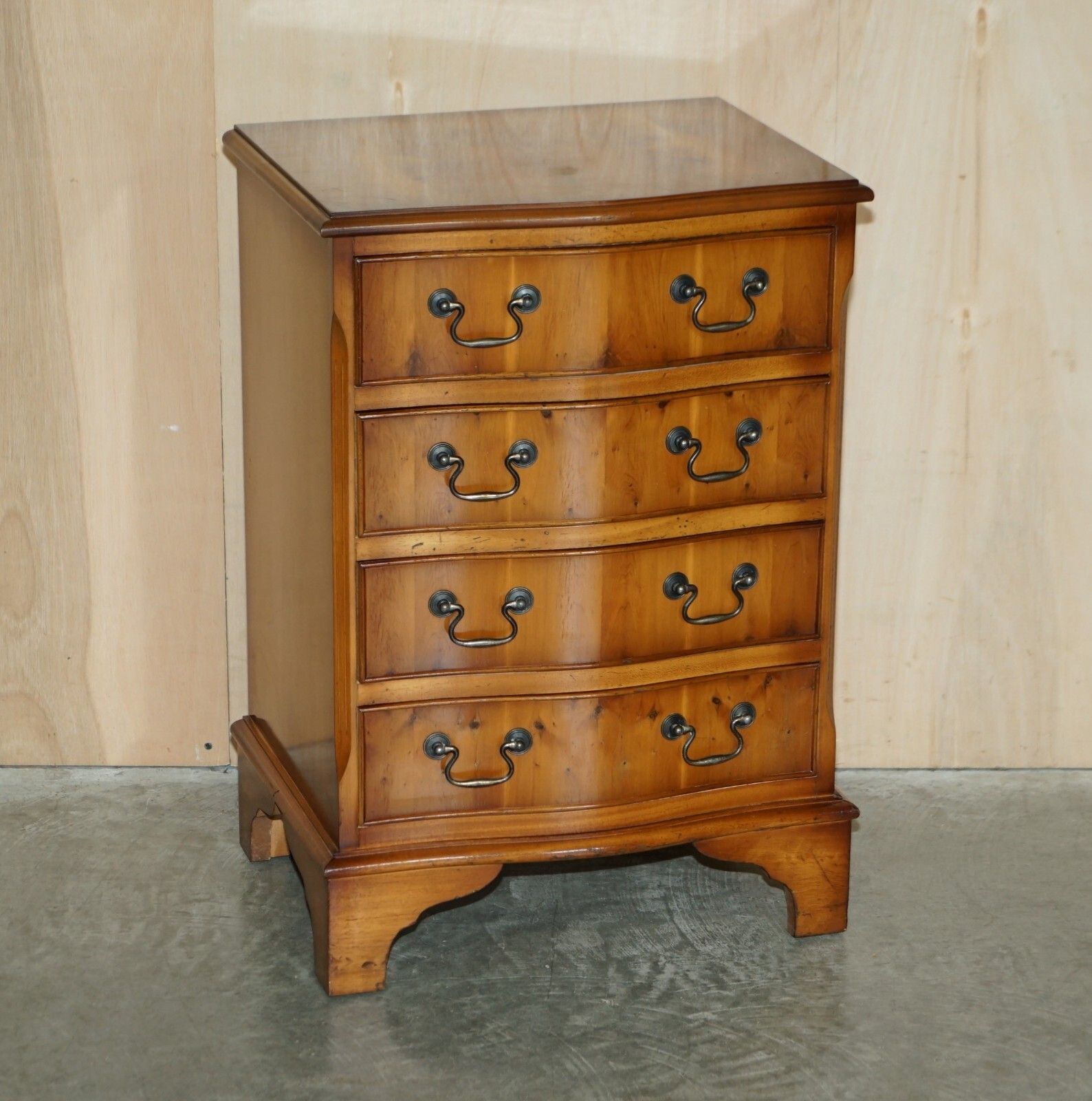 Lovely Vintage Pair Of Burr & Burl Yew Wood Side Table Sized Chest Of Drawers photo furniture