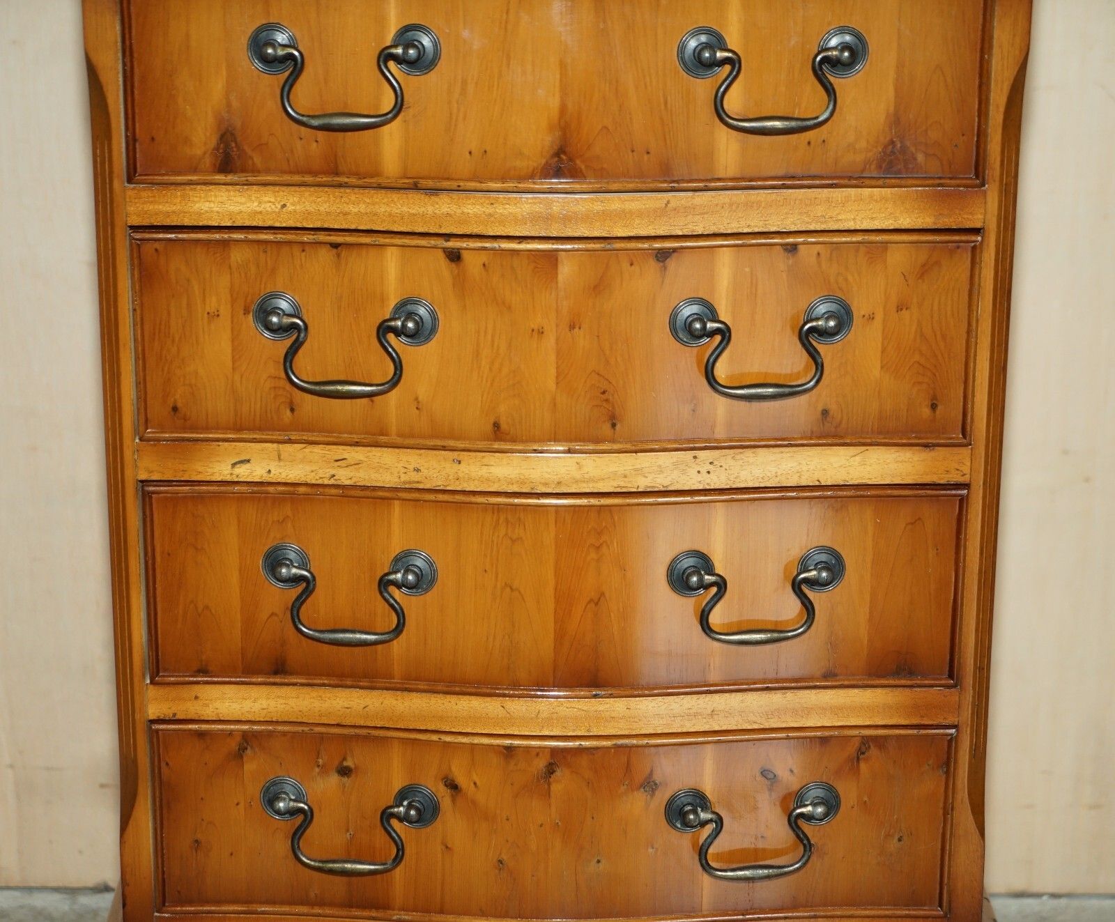 Lovely Vintage Pair Of Burr & Burl Yew Wood Side Table Sized Chest Of Drawers photo 1500.0