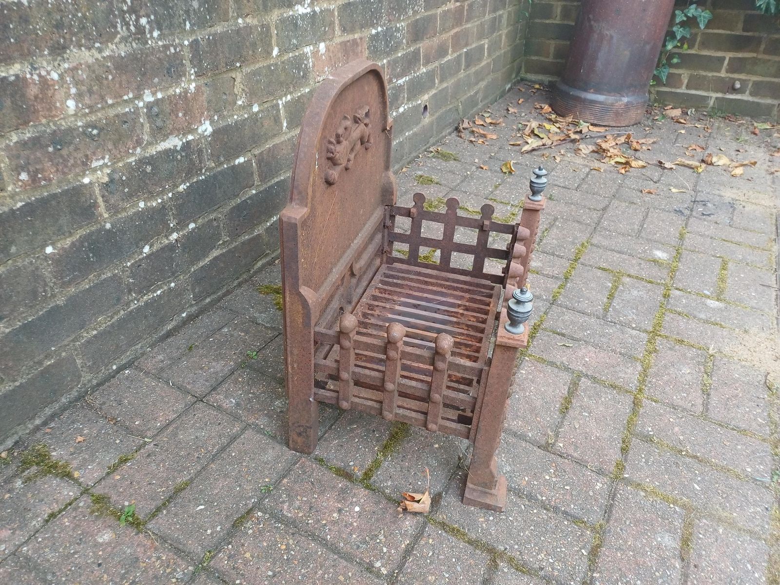 photo furniture Antique Cast Iron Fire Grate 19th Century Fireplace Insert Rustic Iron Fire Basket With Lion Motif Vintage Hearth Decor