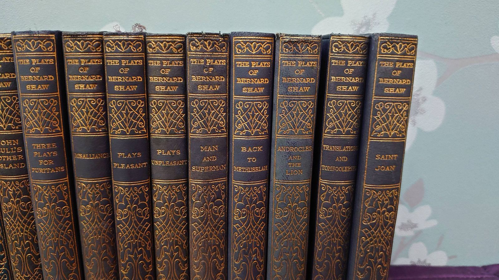Plays Of George Bernard Shaw   13 Books!   Excellent Condition   Blue Soft Leather Bound   20s Print photo Home Decor