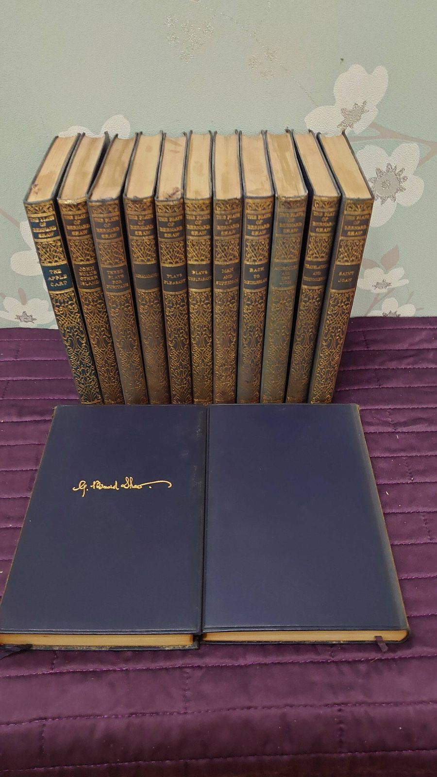 photo for sale Plays Of George Bernard Shaw   13 Books!   Excellent Condition   Blue Soft Leather Bound   20s Print