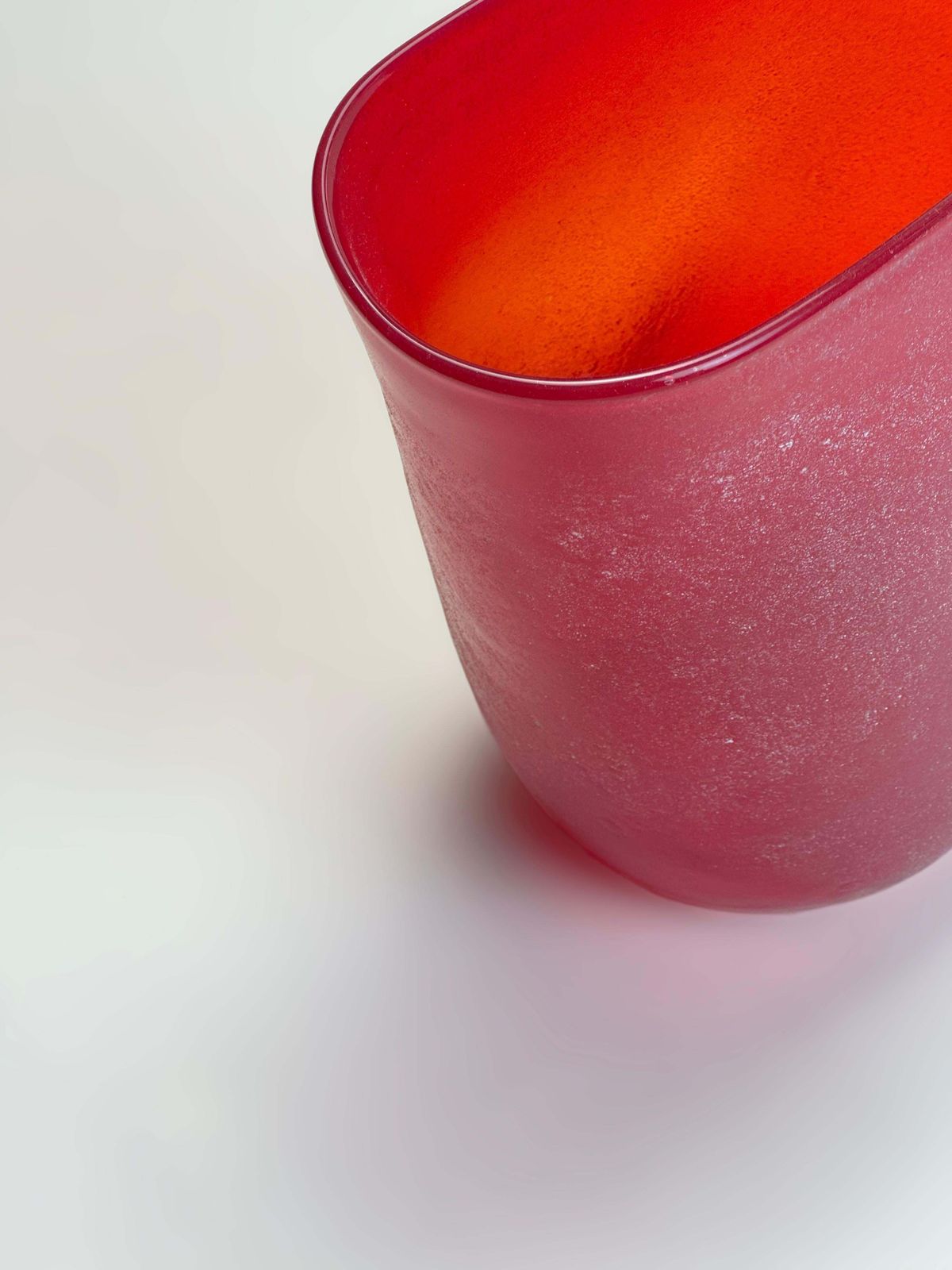 Postmodern Italian Scavo Vase, Red Studio Glass, 1990s photo furniture