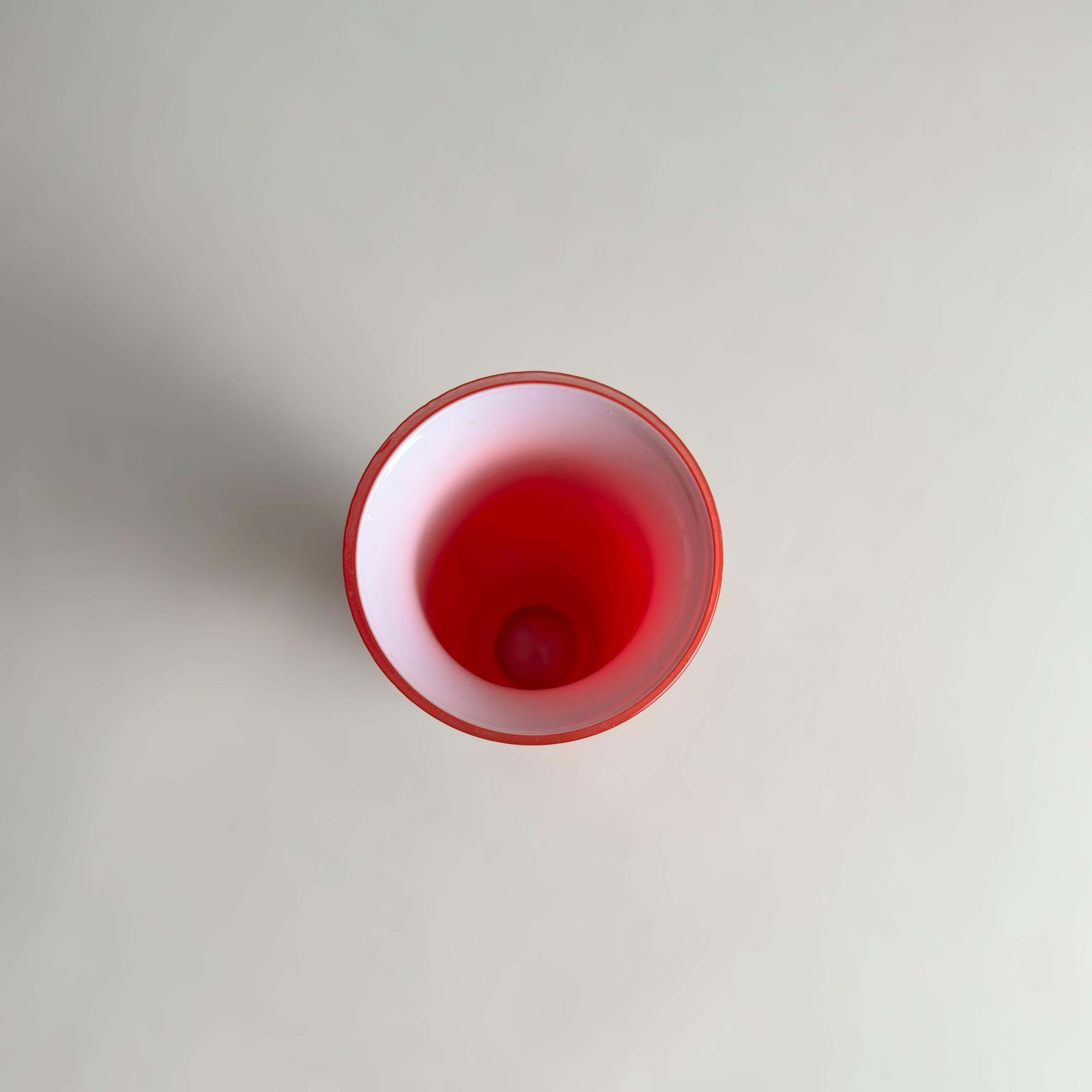 1970s Empoli Red And White Cased Glass Vase, Italy photo 140.0