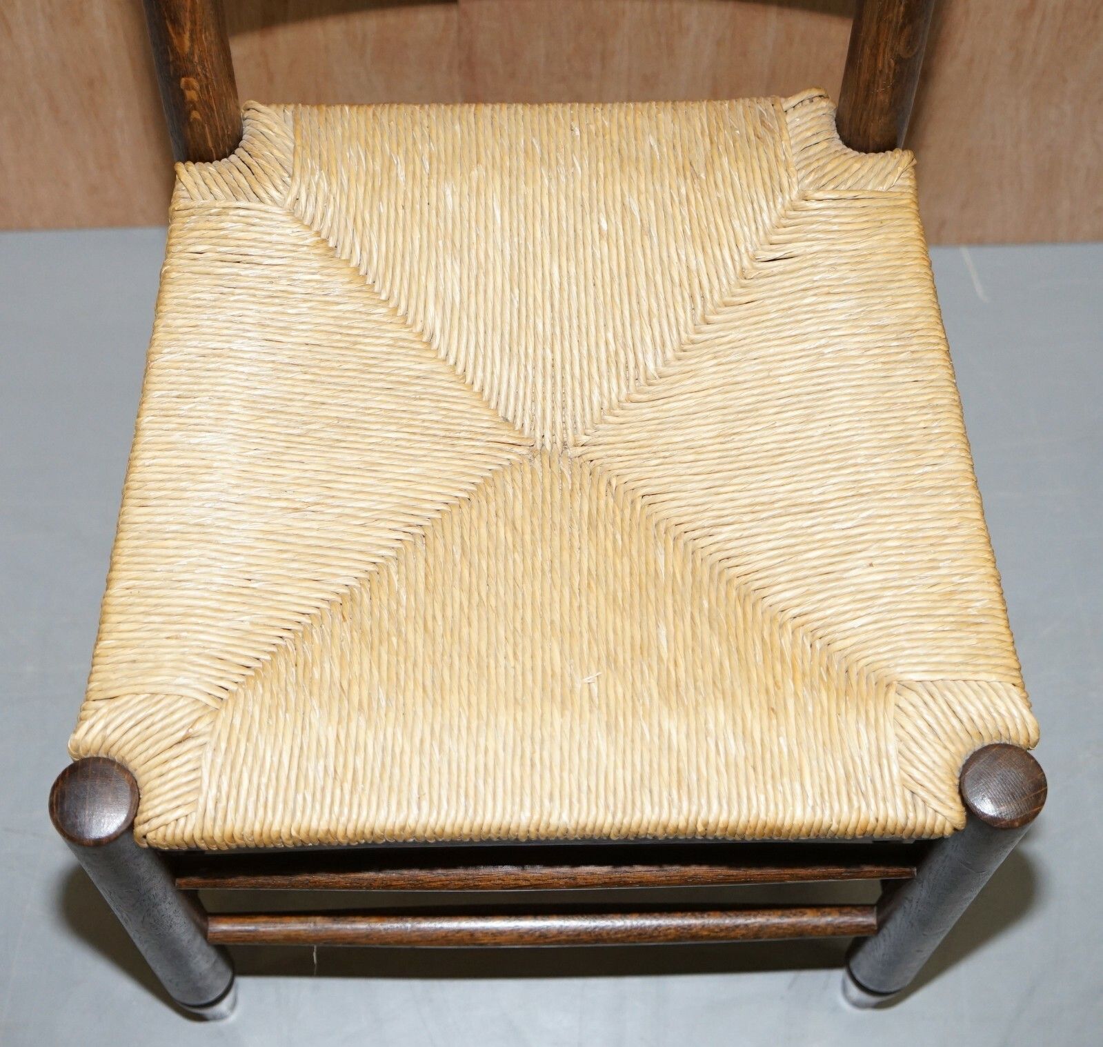 1500.0 Lovely Suite Of Six Circa 1940 Dutch Ladder Back Oak Rush Seat Dining Chairs 6 photo