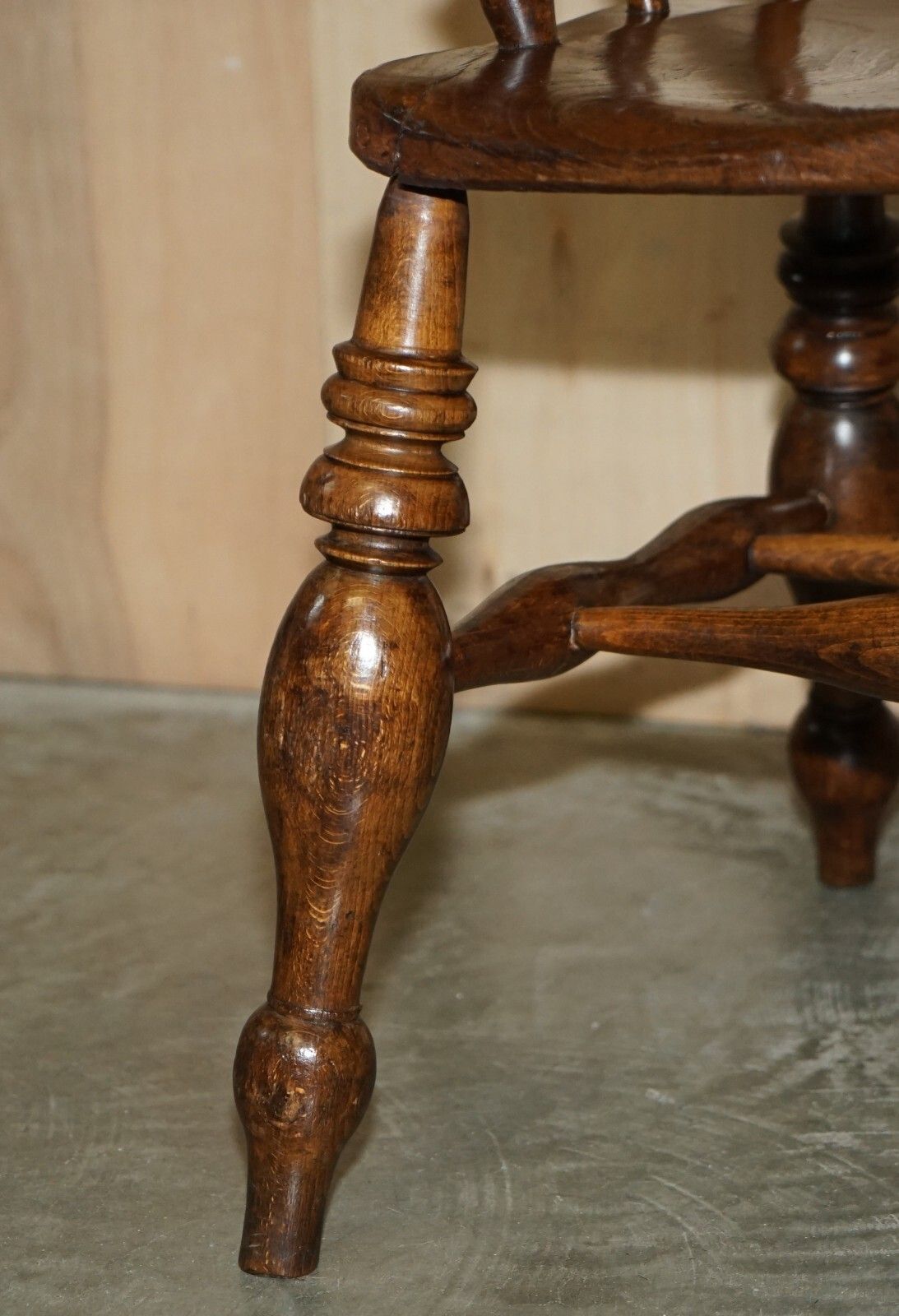 photo for sale Decorative Patina Antique Edwardian Sold Elm Bow Back Smokers Captains Armchair